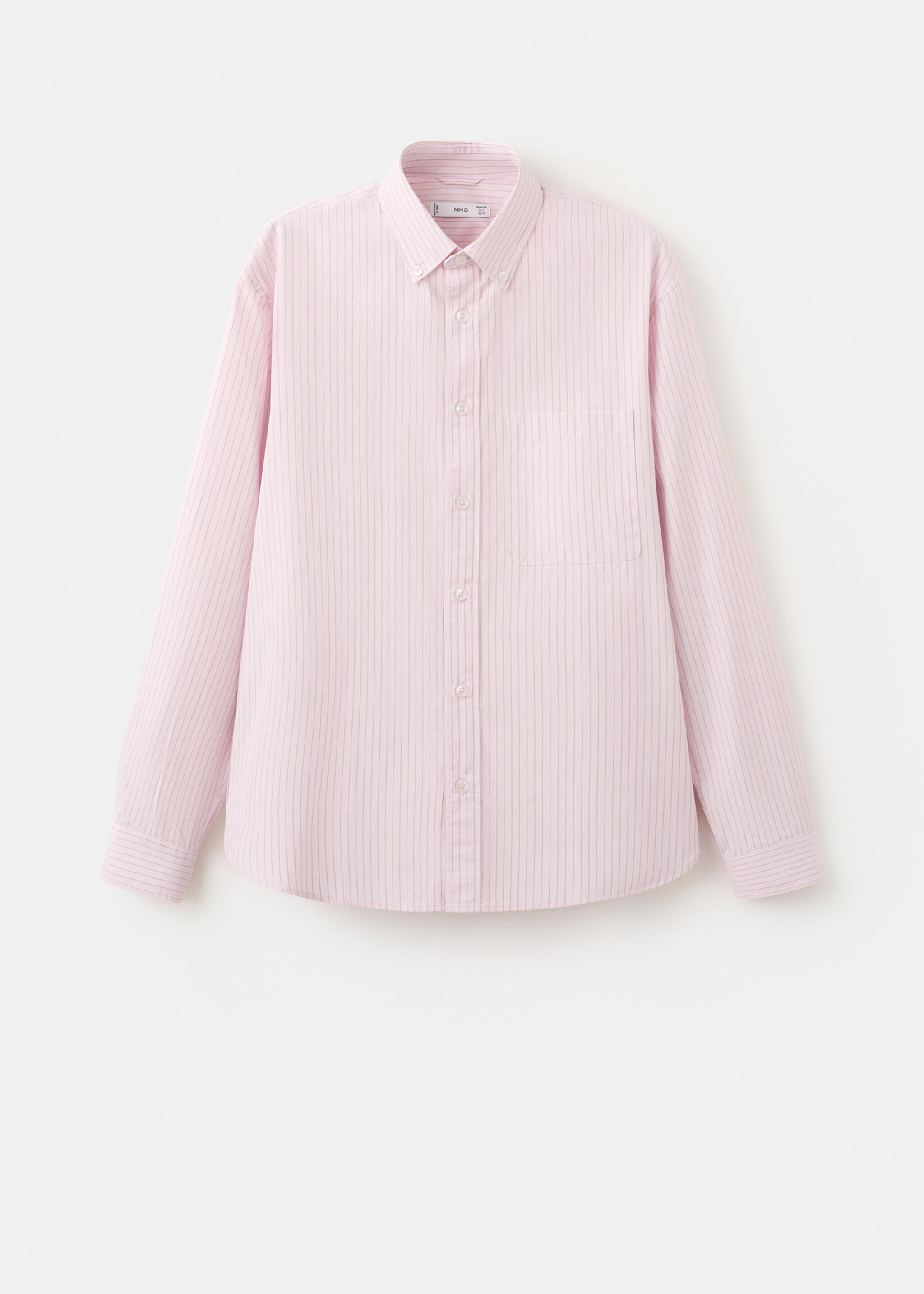 100% cotton relaxed fit striped shirt - Article without model, Pastel Pink. Ref: 27065945-00.