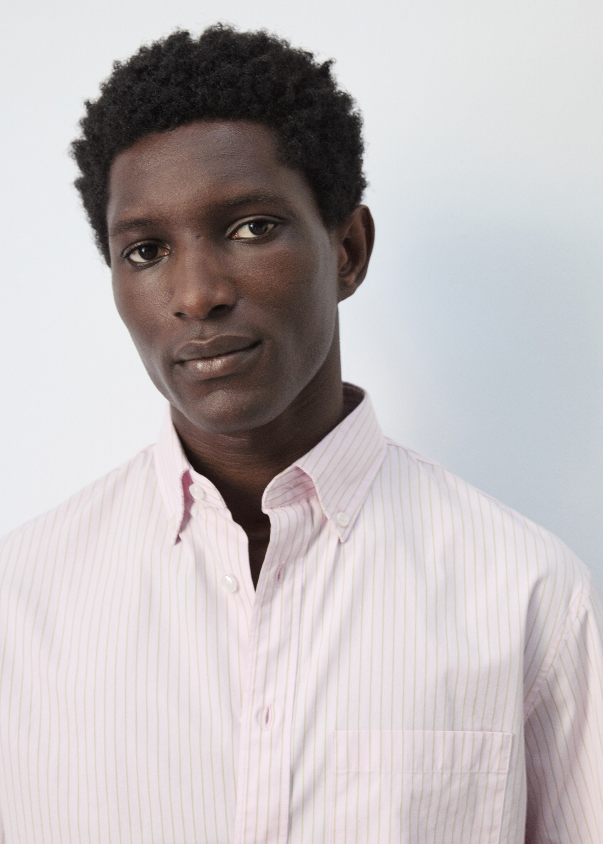 100% cotton relaxed fit striped shirt - Details of the article 1, Pastel Pink. Ref: 27065945-00.