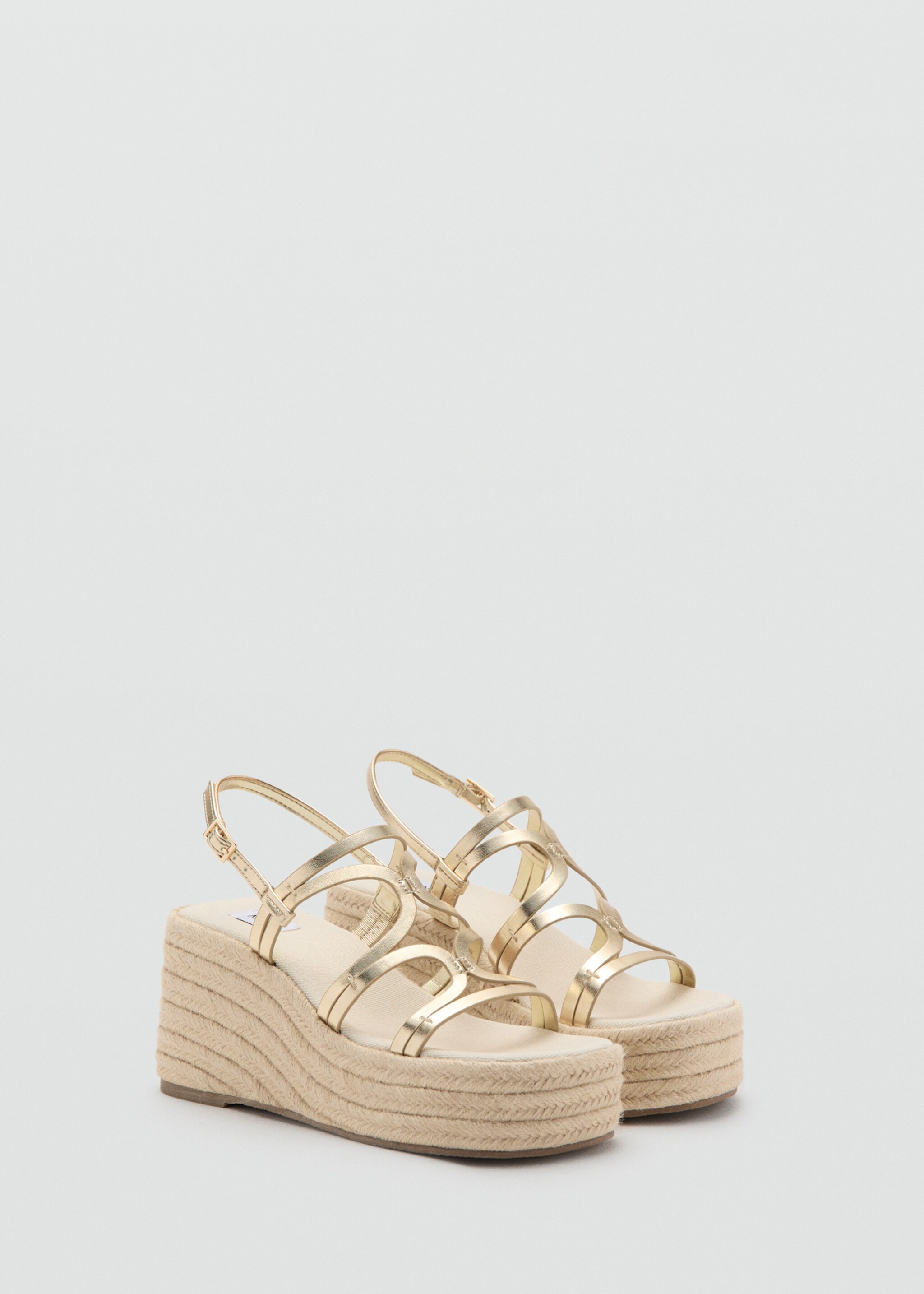 Platform sandals with metallic straps - Medium plane, Gold. Ref: 27065946-00.
