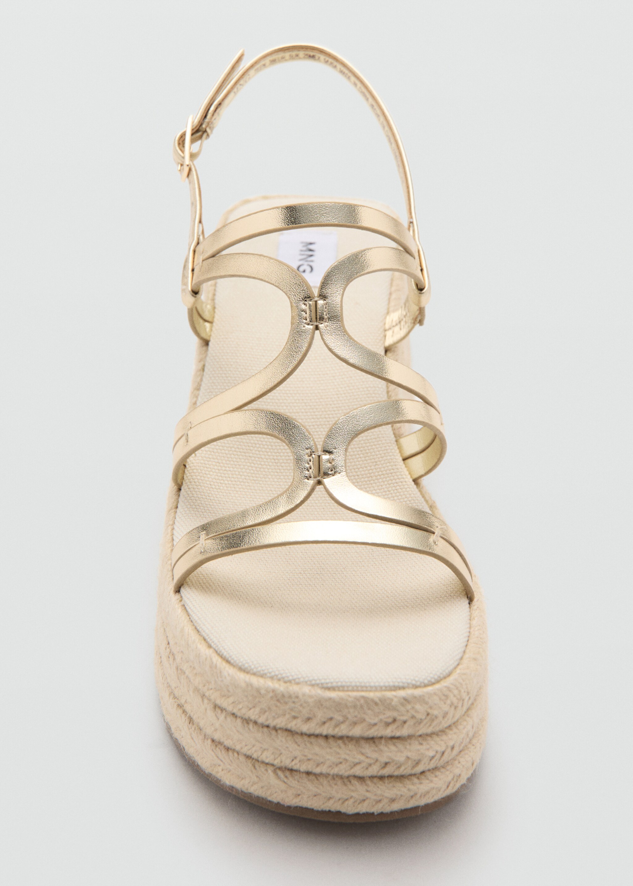 Platform sandals with metallic straps - Details of the article 2, Gold. Ref: 27065946-00.