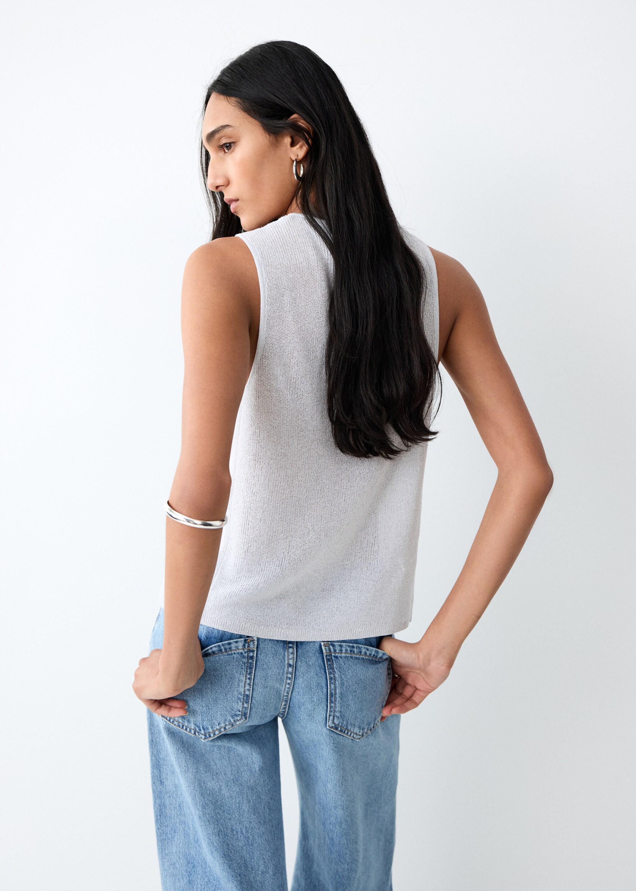 Lurex crossover top - Reverse of the article, Silver. Ref: 27065954-00.