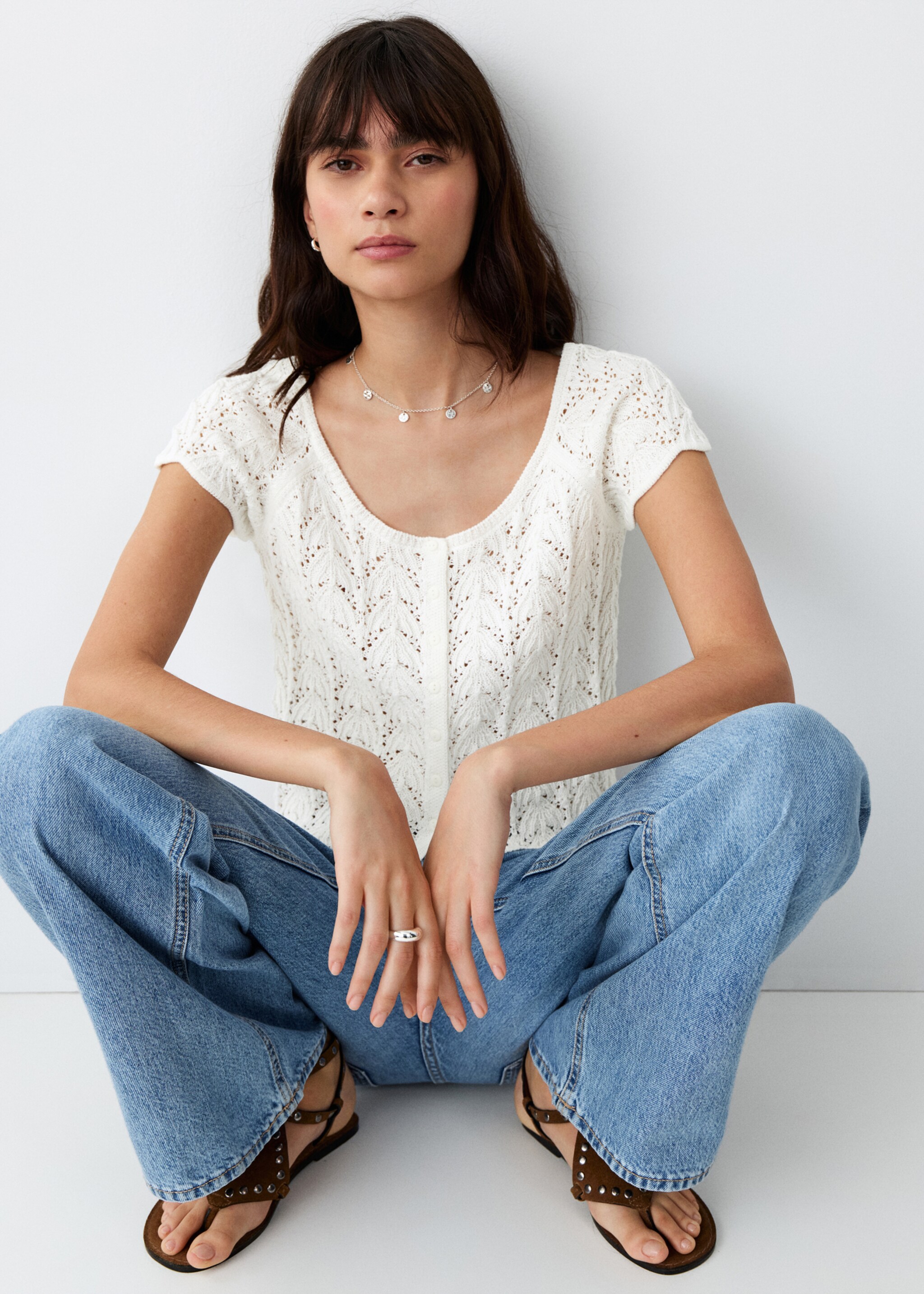 Τοπ χαλαρή πλέξη - Λεπτομέρεια του προϊόντος 2, Υπόλευκο. Ref: 27065959-00.