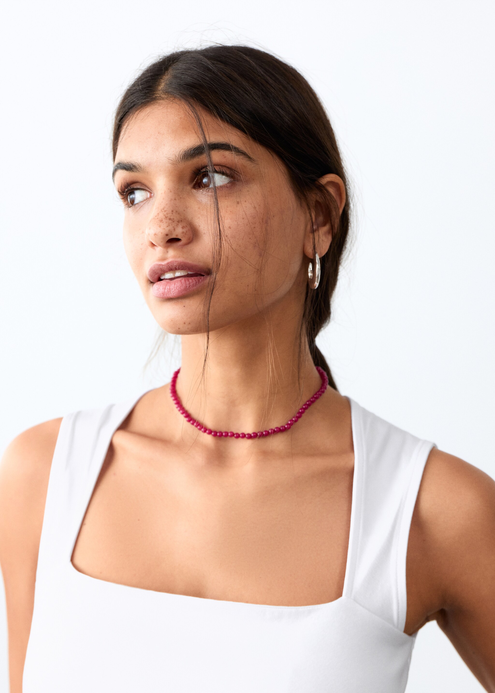 Fitted top with wide straps - Details of the article 1, Off White. Ref: 27065962-00.