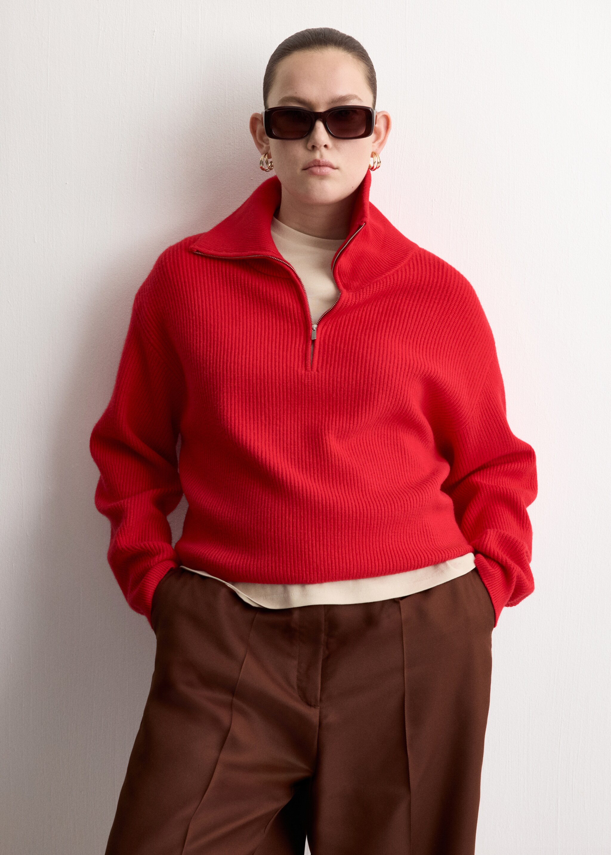 High-waisted lyocell pants - تفاصيل المنتج 5, برتقالي محروق. Ref: 27065964-00.