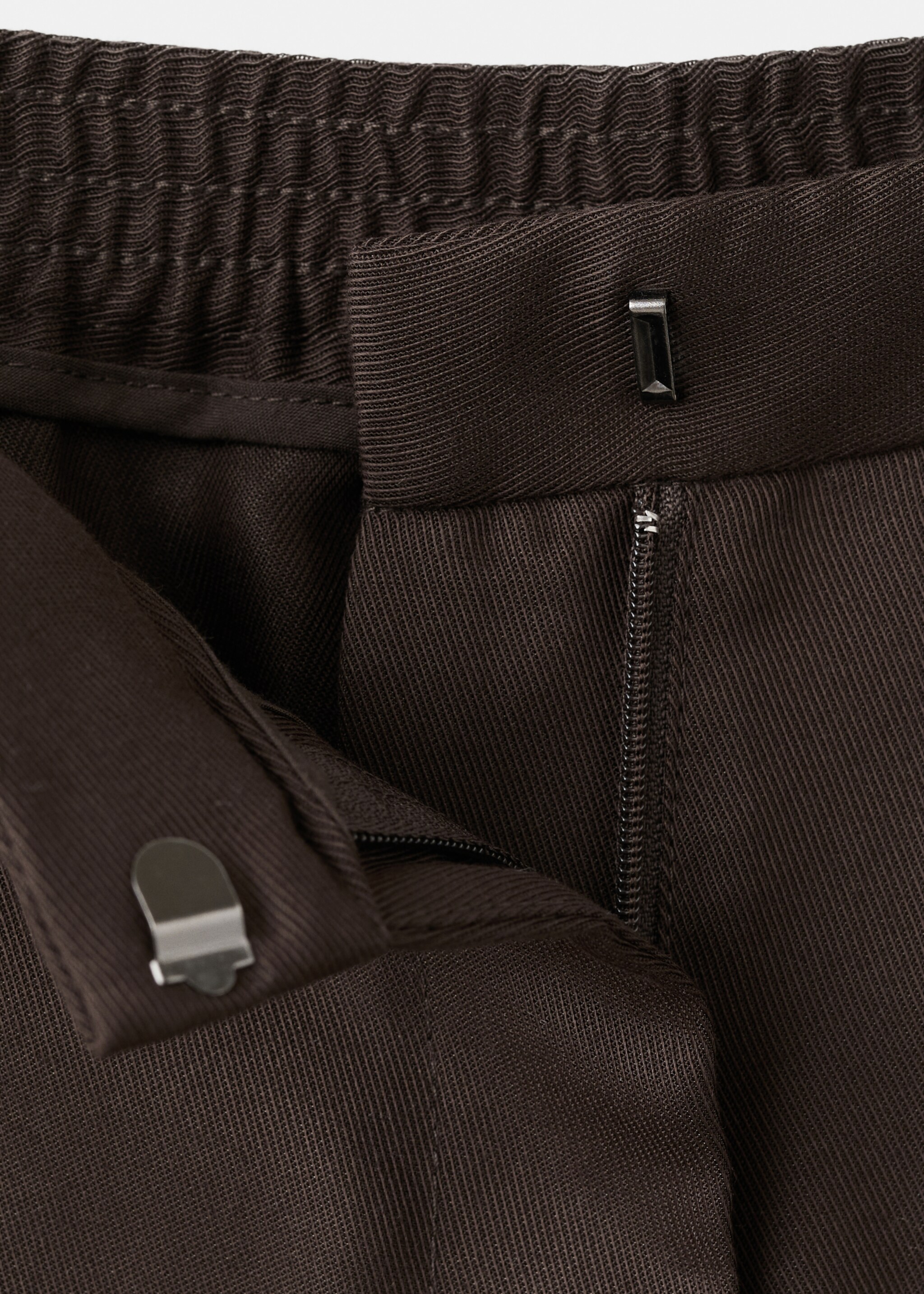 High-waisted lyocell pants - Details of the article 0, Chocolate. Ref: 27065964-00.