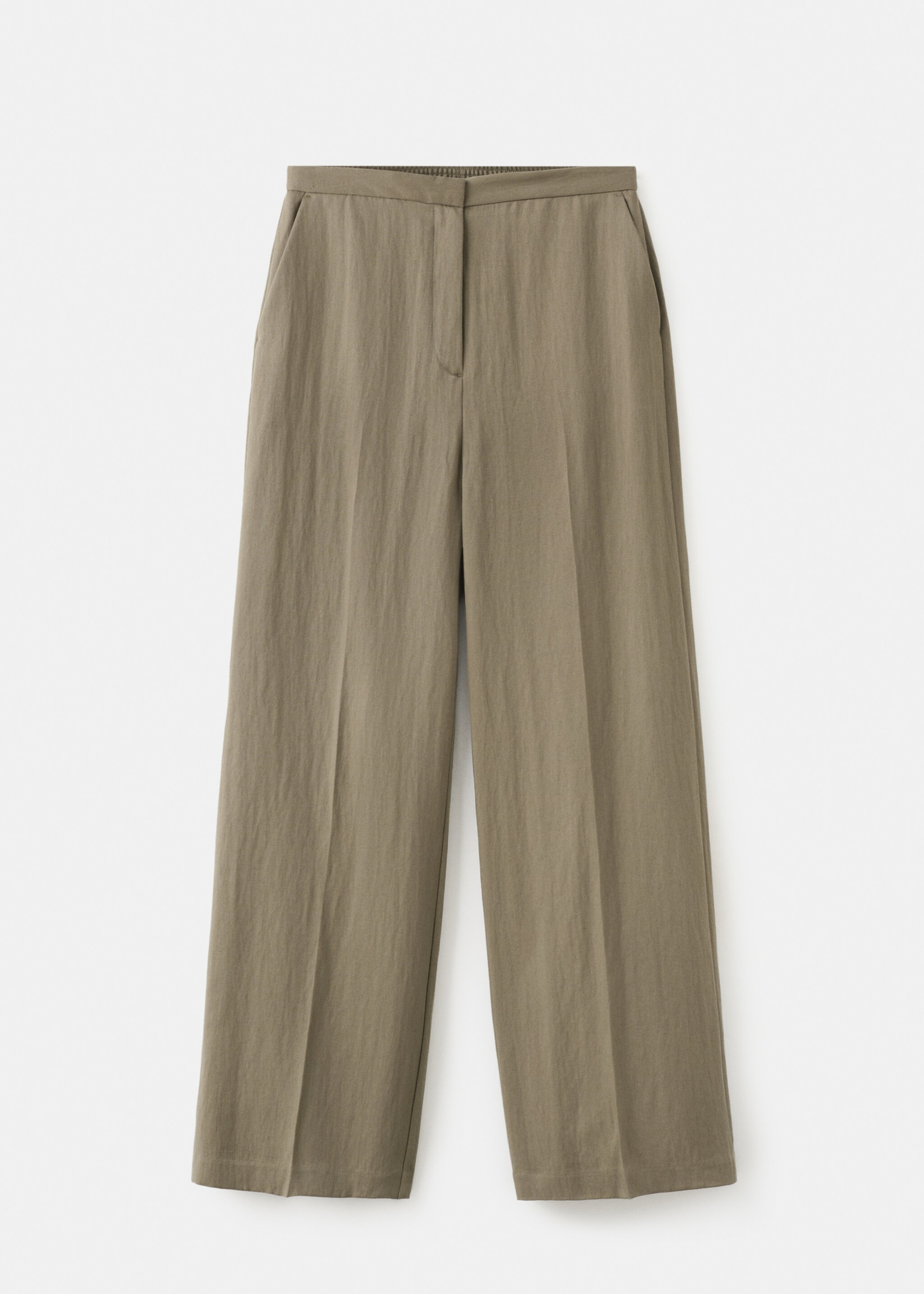 High-waisted lyocell pants - Article without model, Khaki. Ref: 27065964-00.