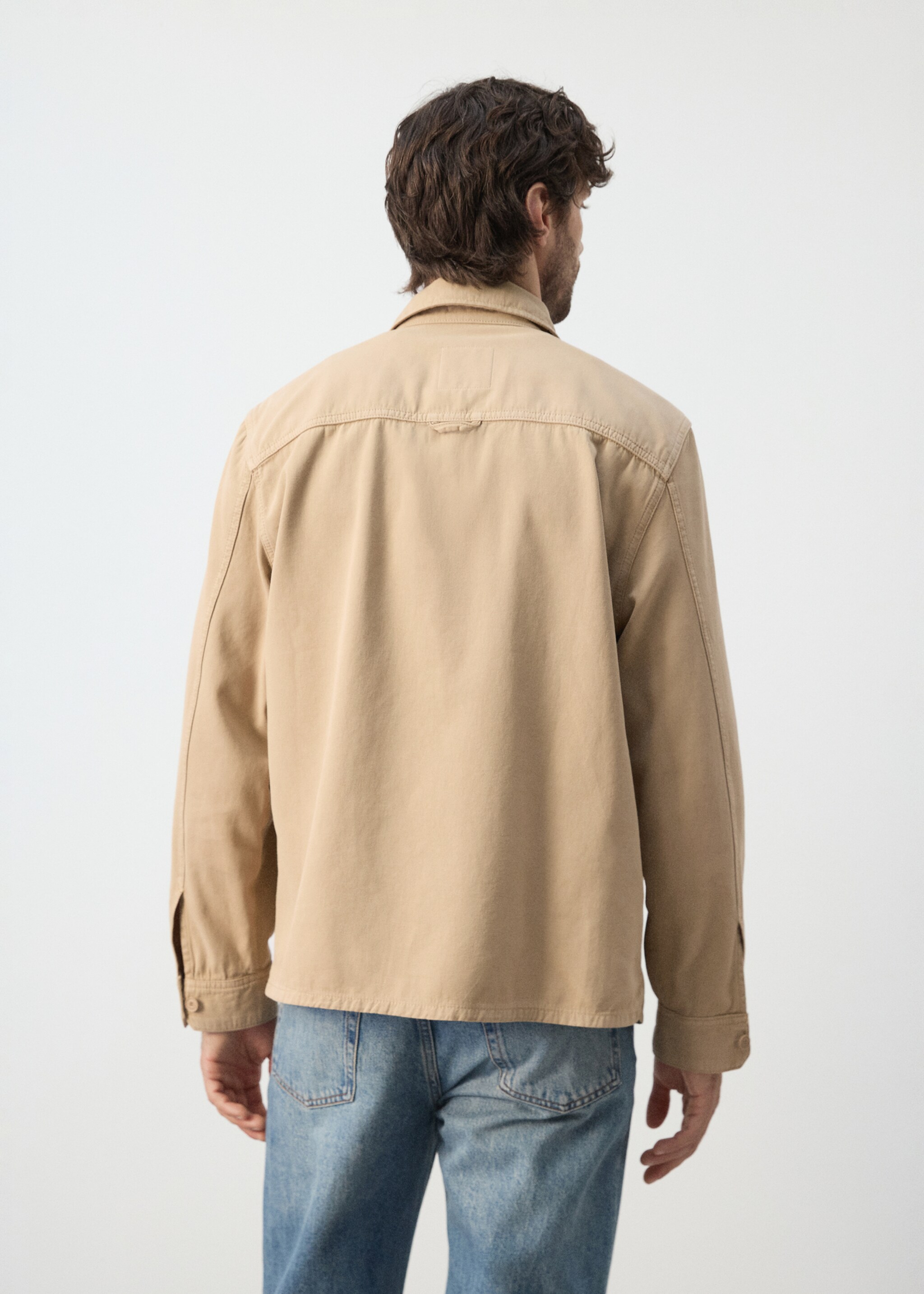 100% cotton overshirt with pockets - Reverse of the article, Beige. Ref: 27065968-00.
