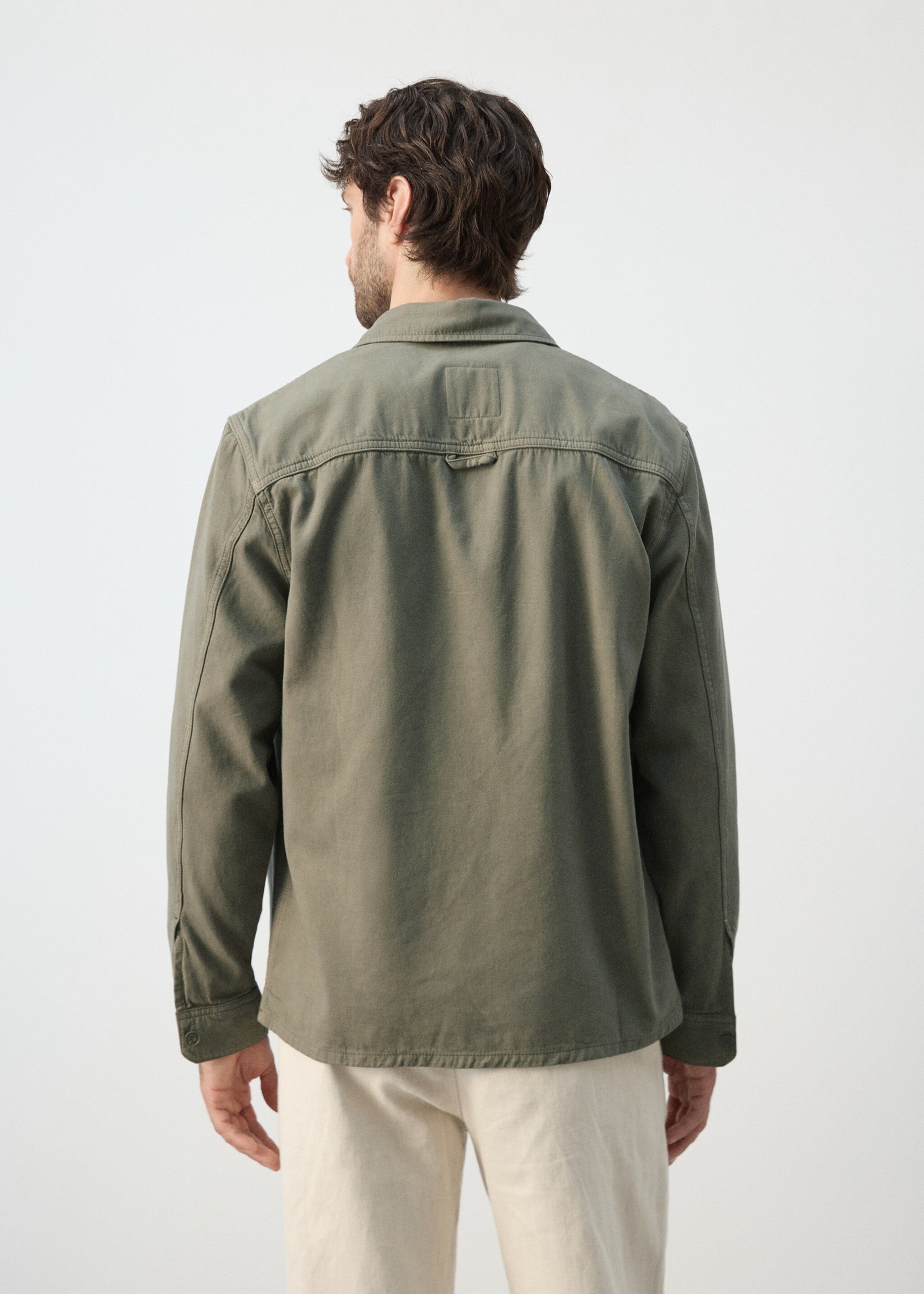 100% cotton overshirt with pockets - Reverse of the article, Khaki. Ref: 27065968-00.