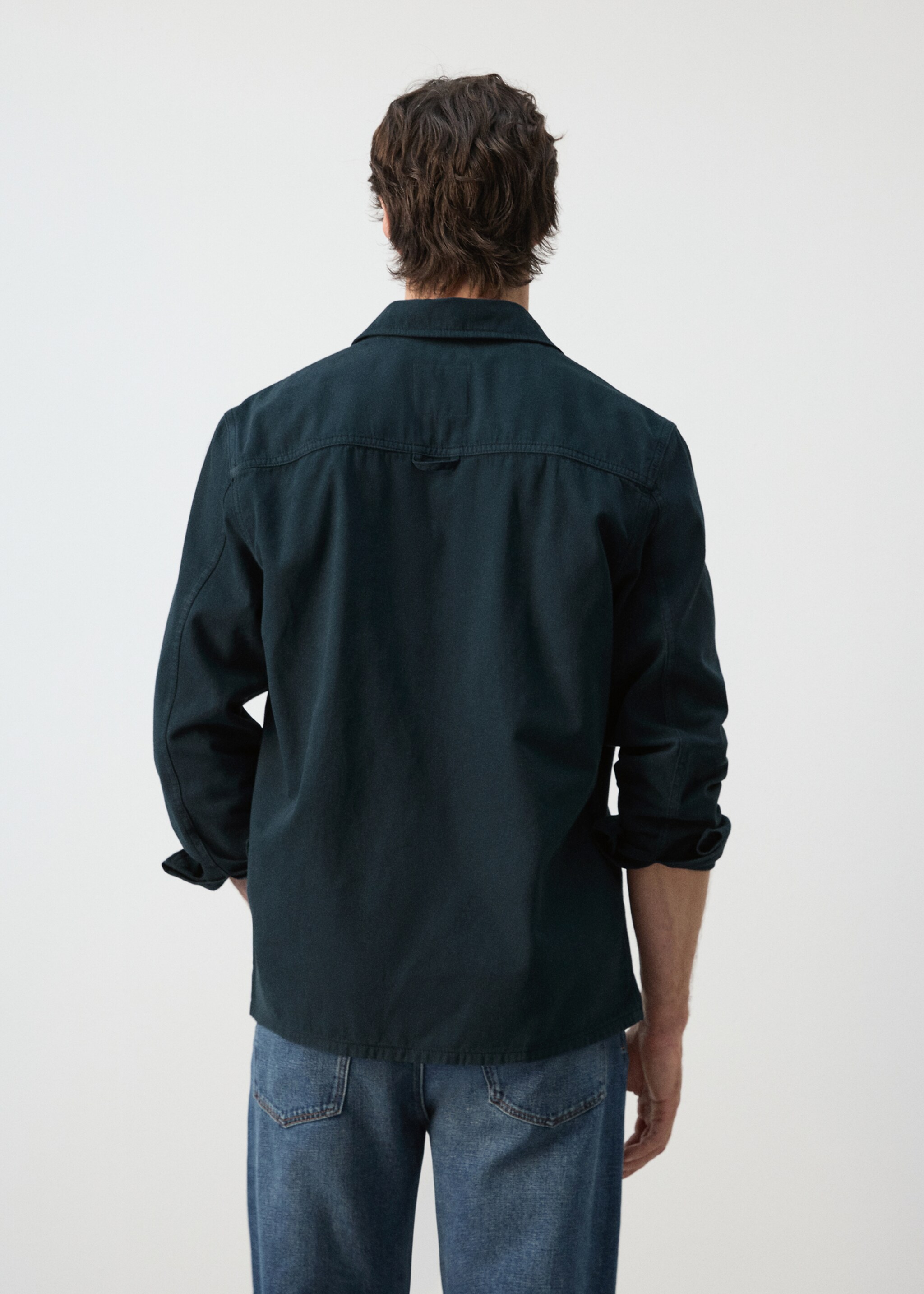 100% cotton overshirt with pockets - Reverse of the article, Navy. Ref: 27065968-00.
