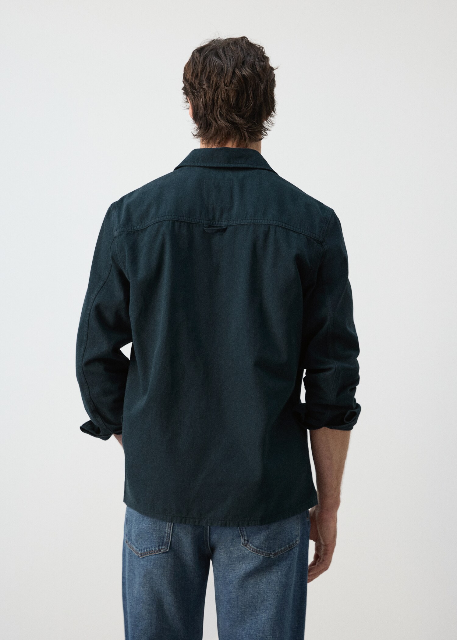 100% cotton overshirt with pockets - Reverse of the article