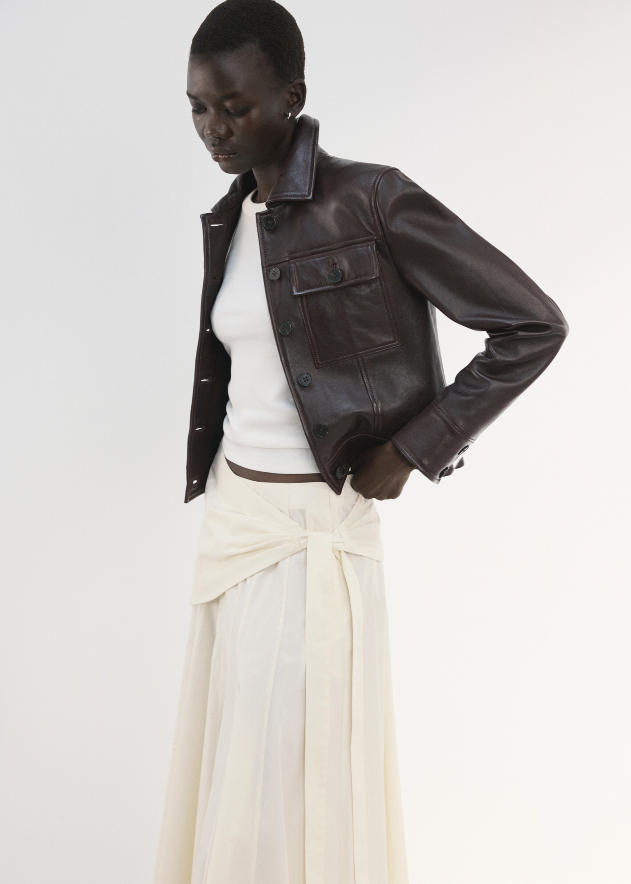 A-line skirt with handkerchief detail - Details of the article 1, Off White. Ref: 27065971-00.