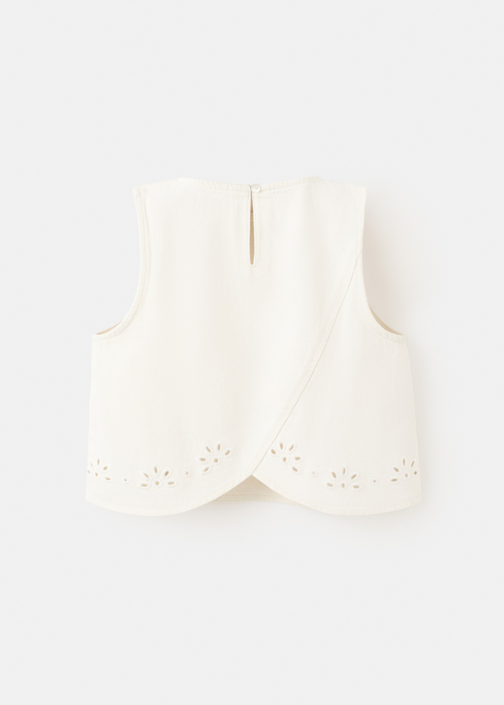 Blouse coton broderies - Verso de l’article, Écru. Ref: 27065973-00.