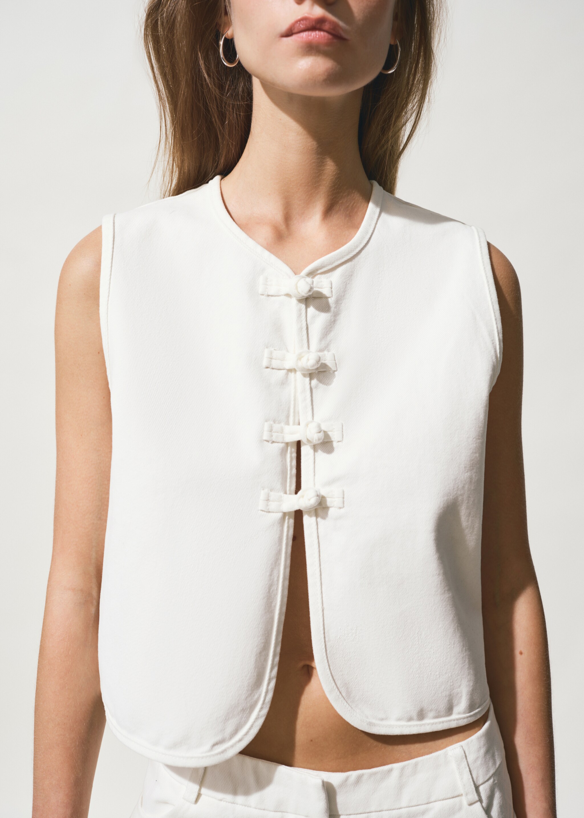 Cotton vest top - Details of the article 6, Off White. Ref: 27065975-00.