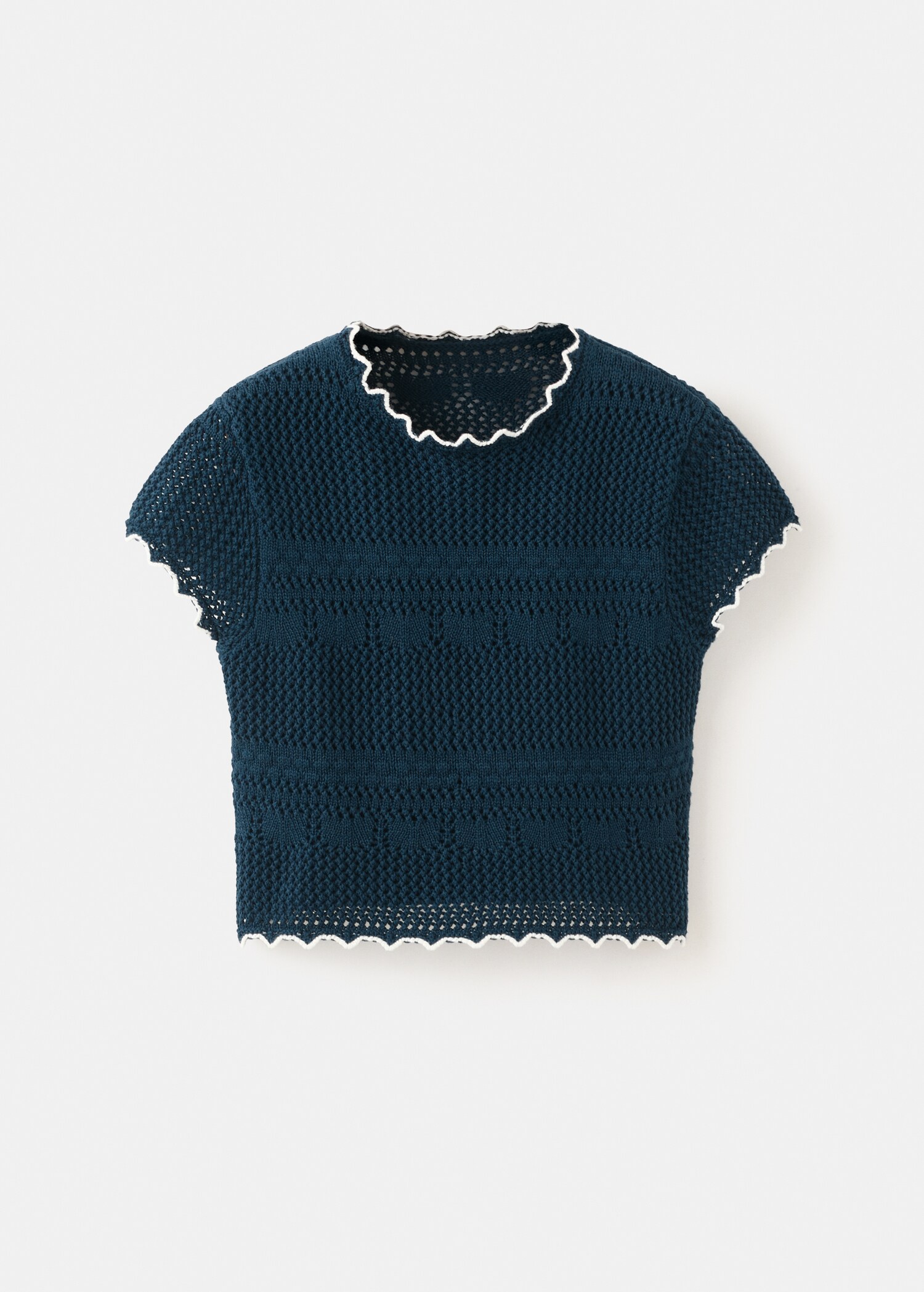 Openwork knitted cotton t-shirt - Article without model