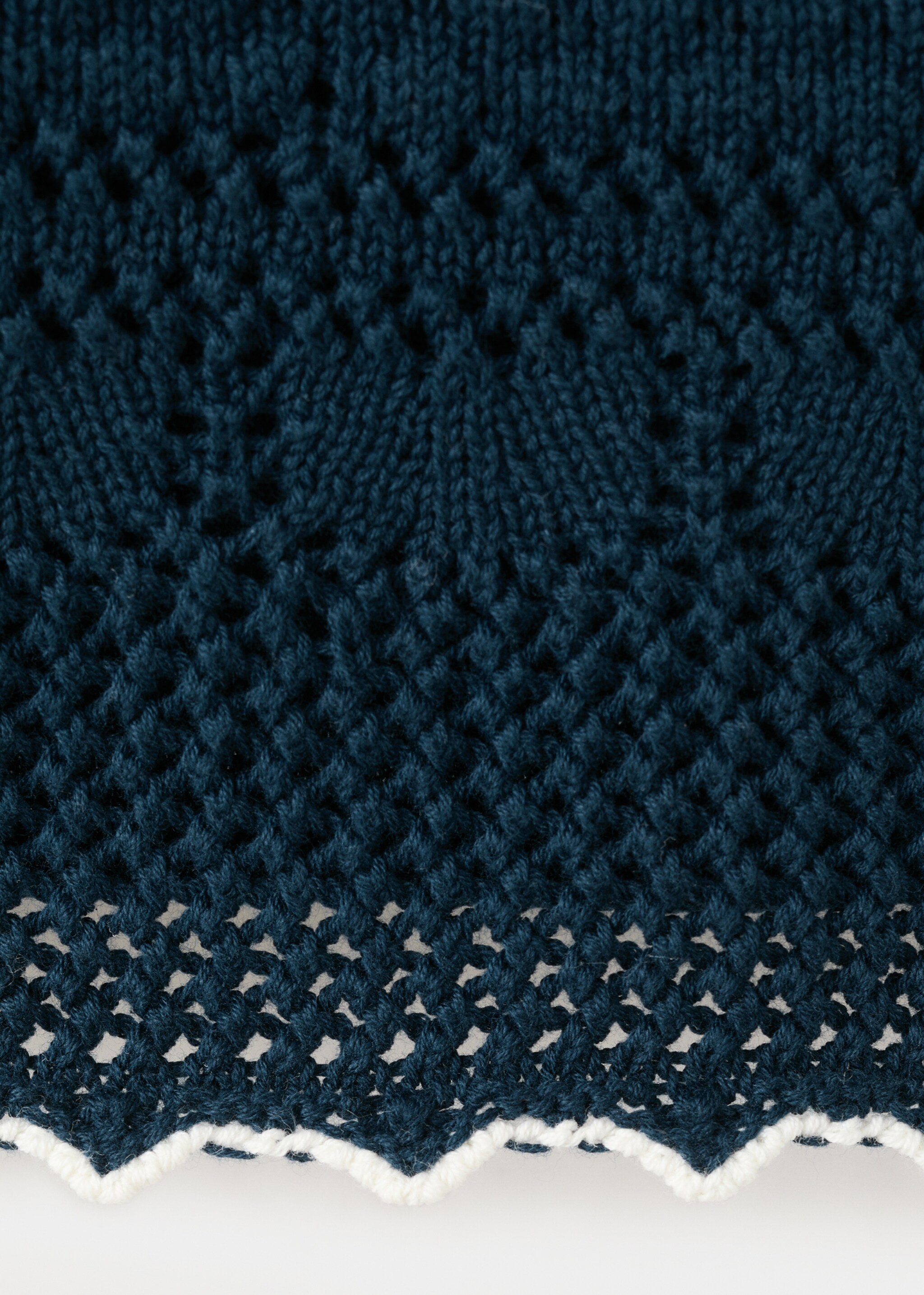 Openwork knitted cotton t-shirt - Details of the article 0, Navy. Ref: 27065978-00.