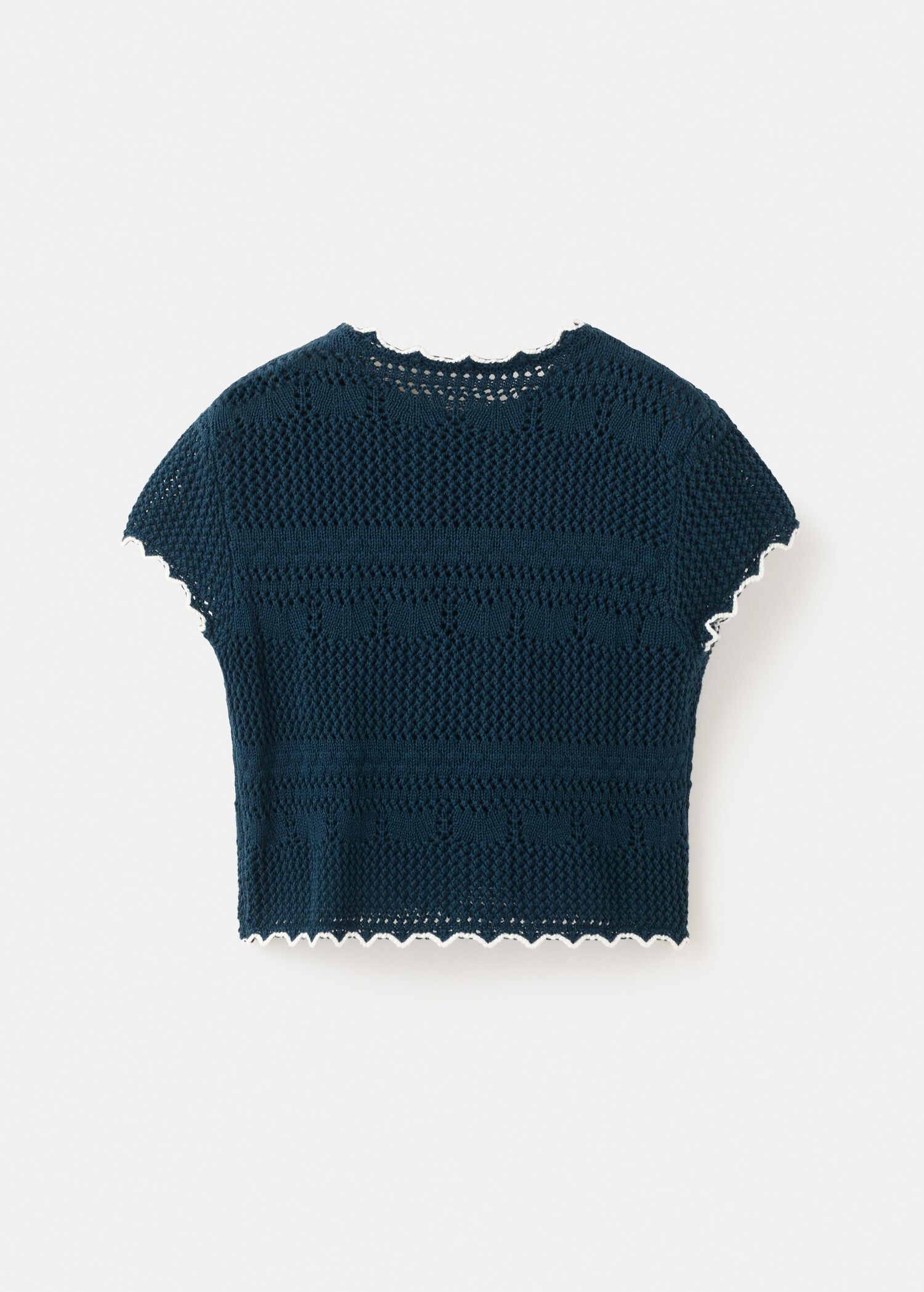 Openwork knitted cotton t-shirt - Reverse of the article