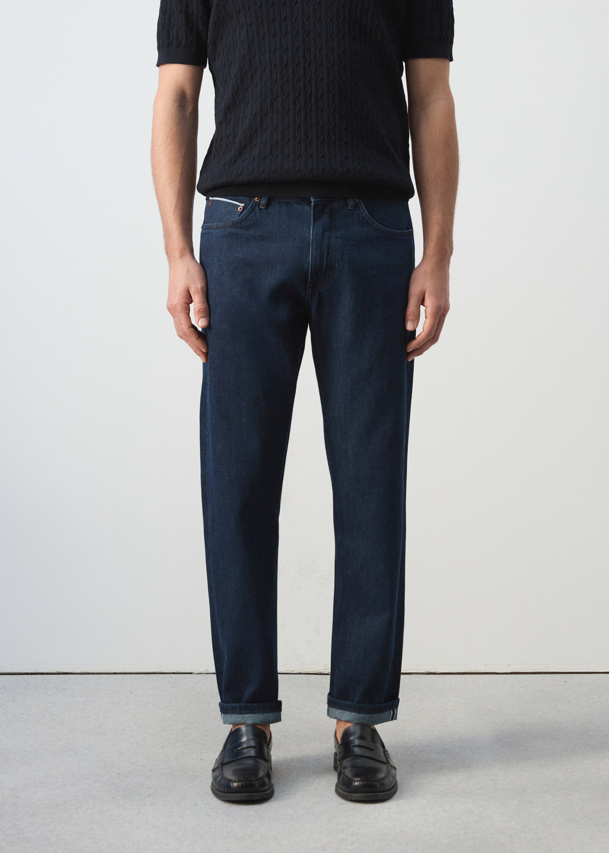 Jeans 100% Baumwolle Regular Fit Cropped - Mittlere Ansicht, Blau. Ref: 27065982-00.