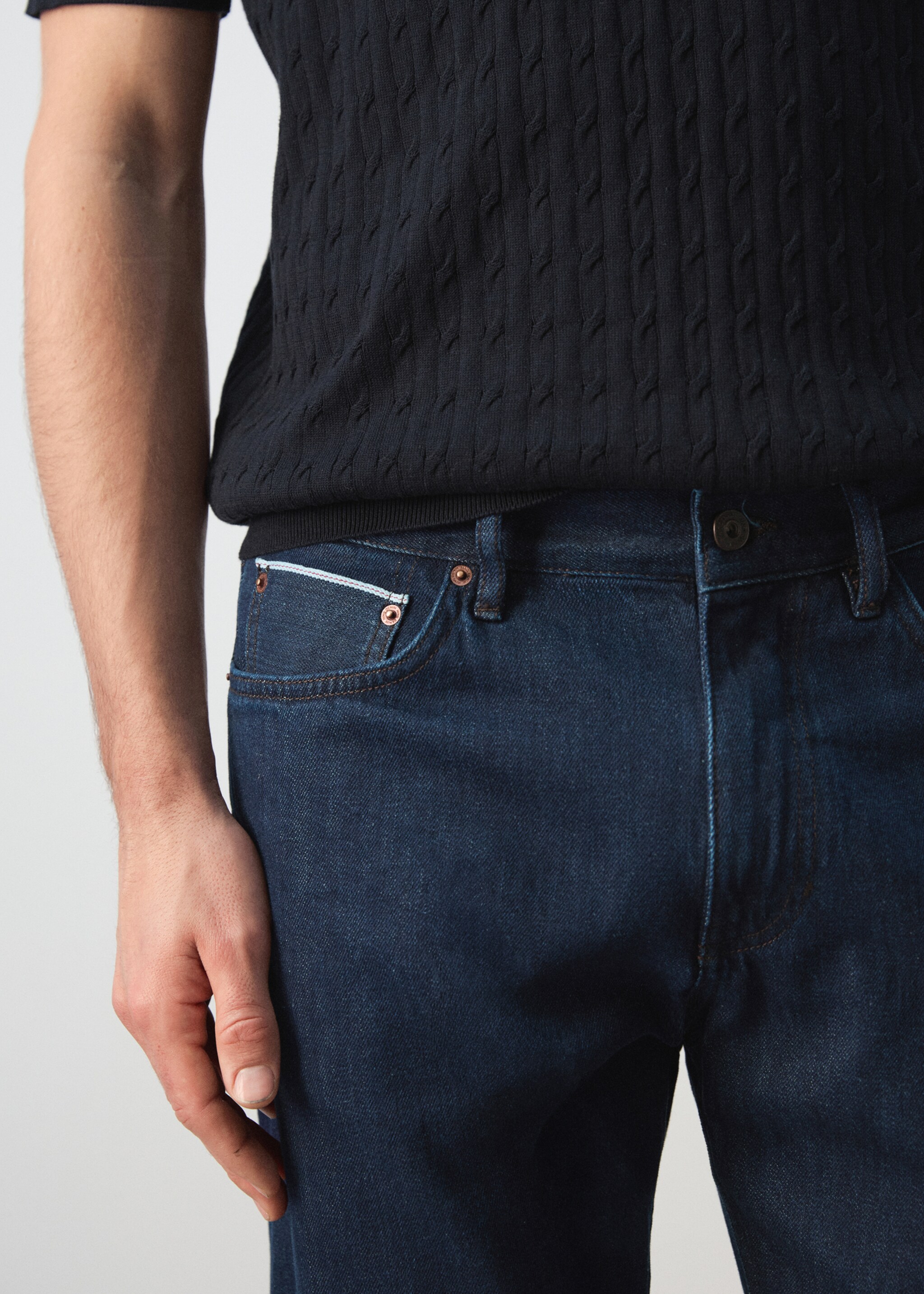 Jeans 100% Baumwolle Regular Fit Cropped - Detail des Artikels 1, Blau. Ref: 27065982-00.