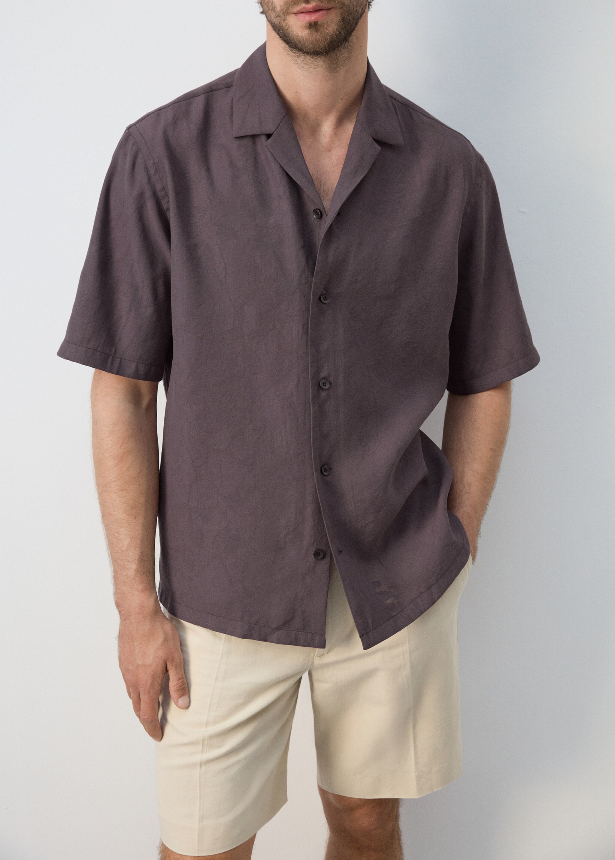 Chemise fluide avec col bowling - Данни за артикула 6, Череша. Ref: 27065987-00.