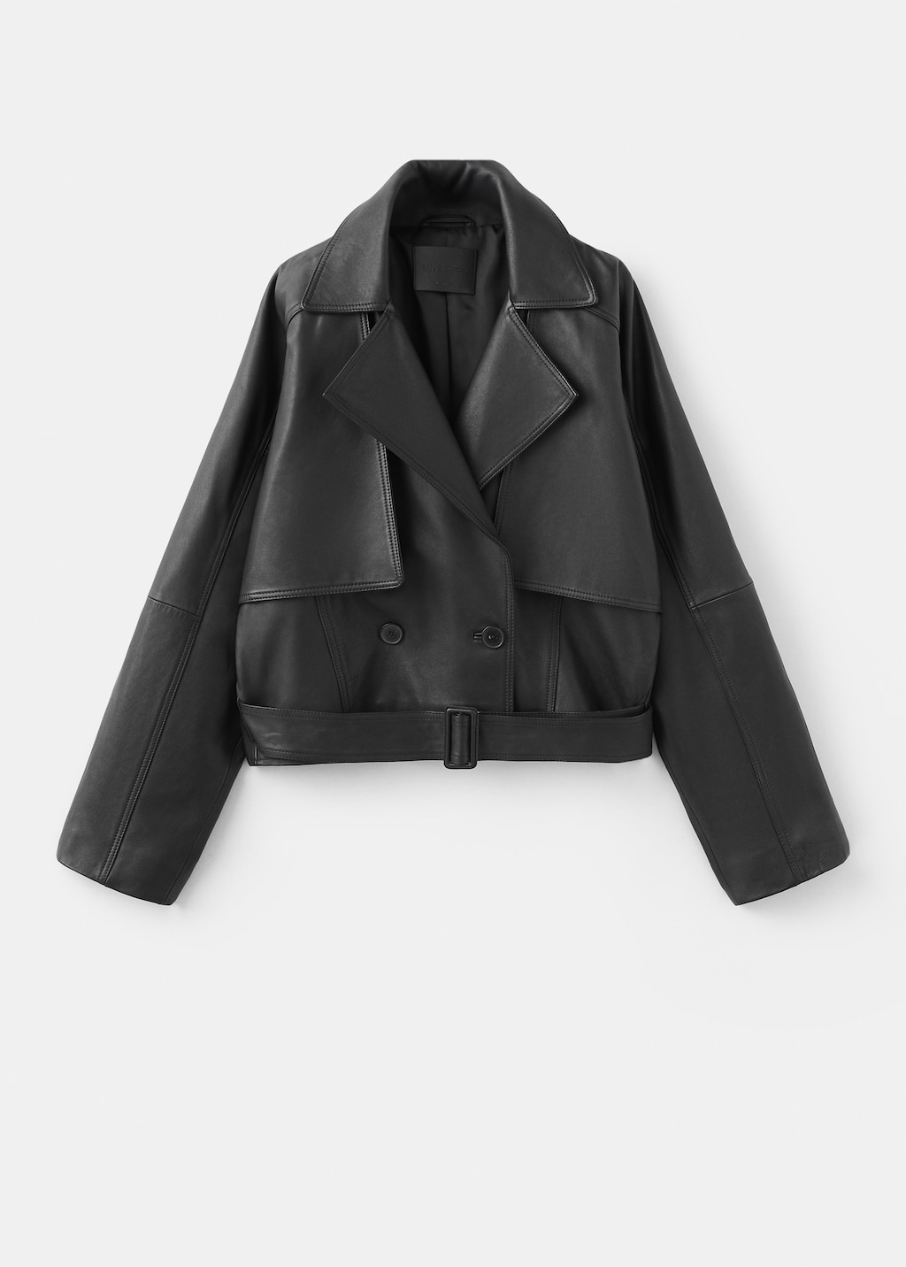 Leather jacket with belt - image 2