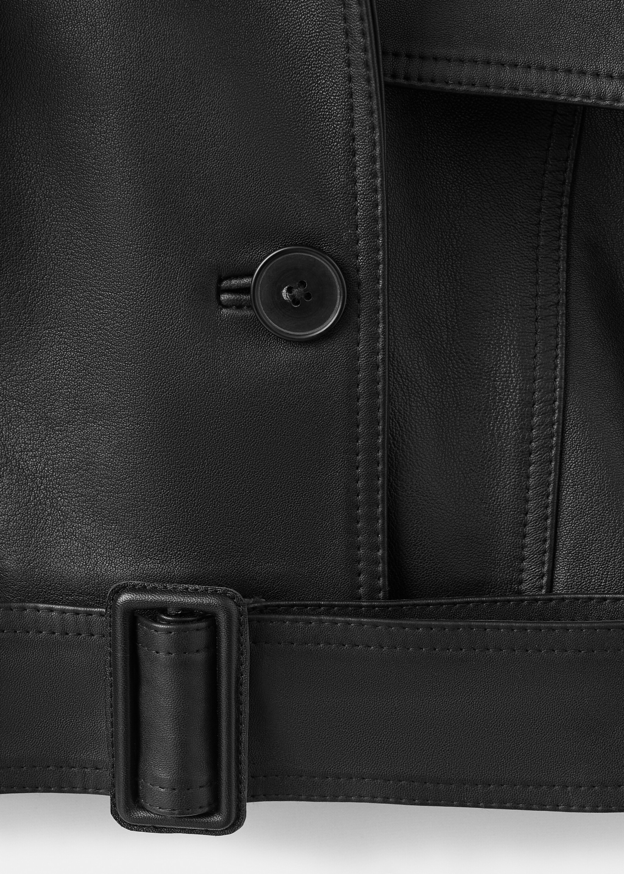 Lapels leather jacket - Details of the article 0, Black. Ref: 27065997-00.