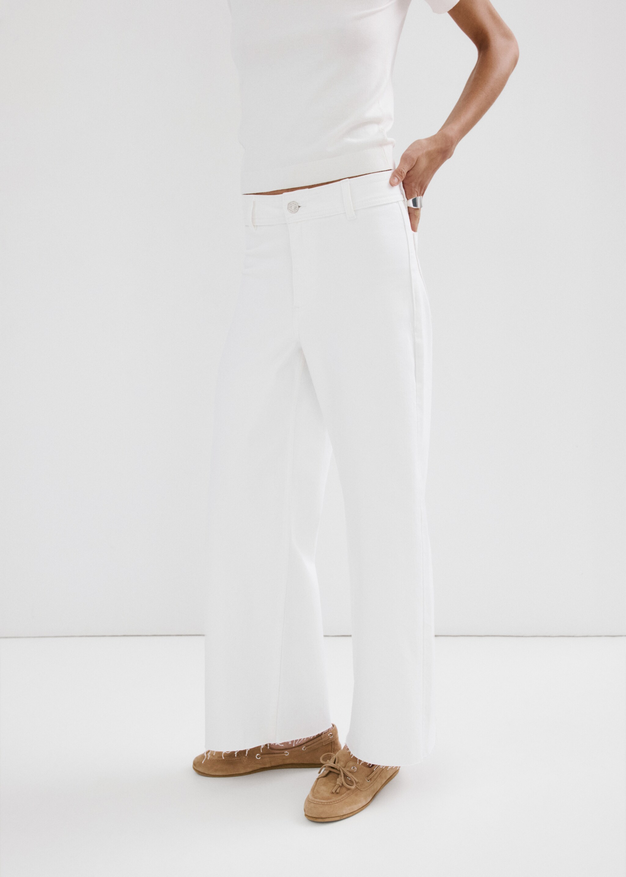Jeans Catherin culotte tiro alto - Plano medio, Blanco. Ref: 27066337-00.
