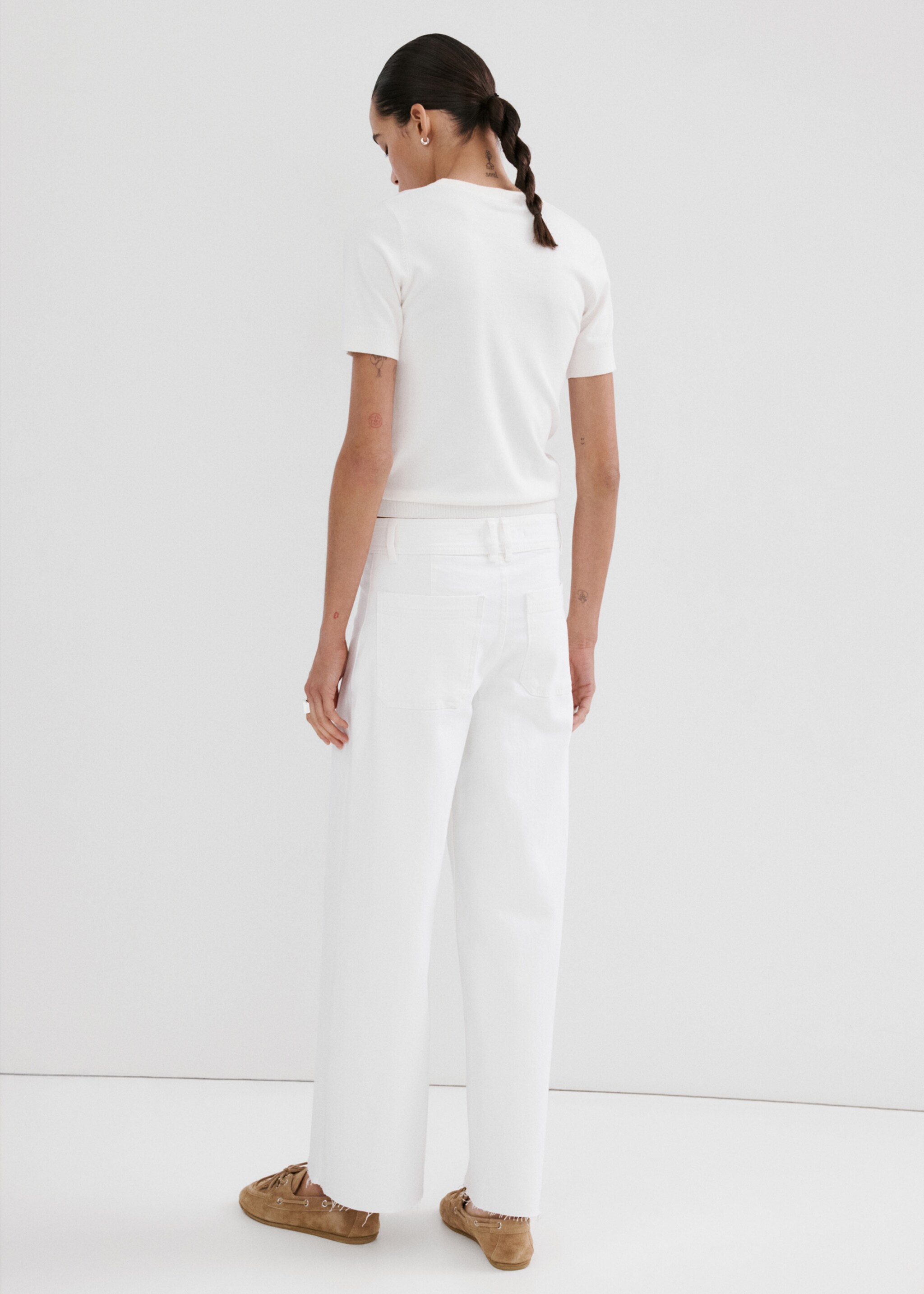 Jeans Catherin culotte tiro alto - Reverso del artículo, Blanco. Ref: 27066337-00.