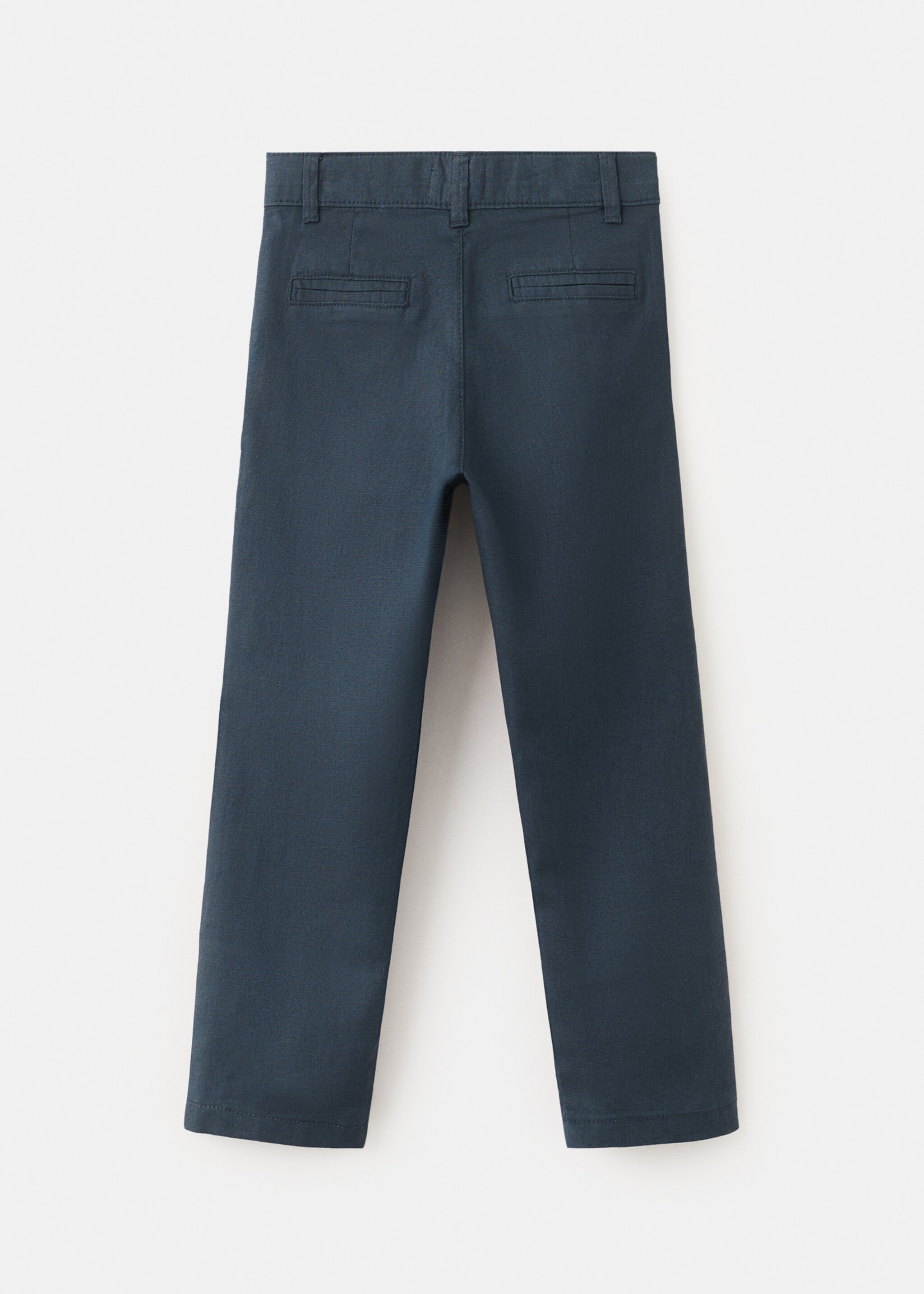 Straight linen-blend trousers - Reverse of the article, Navy. Ref: 27066339-00.