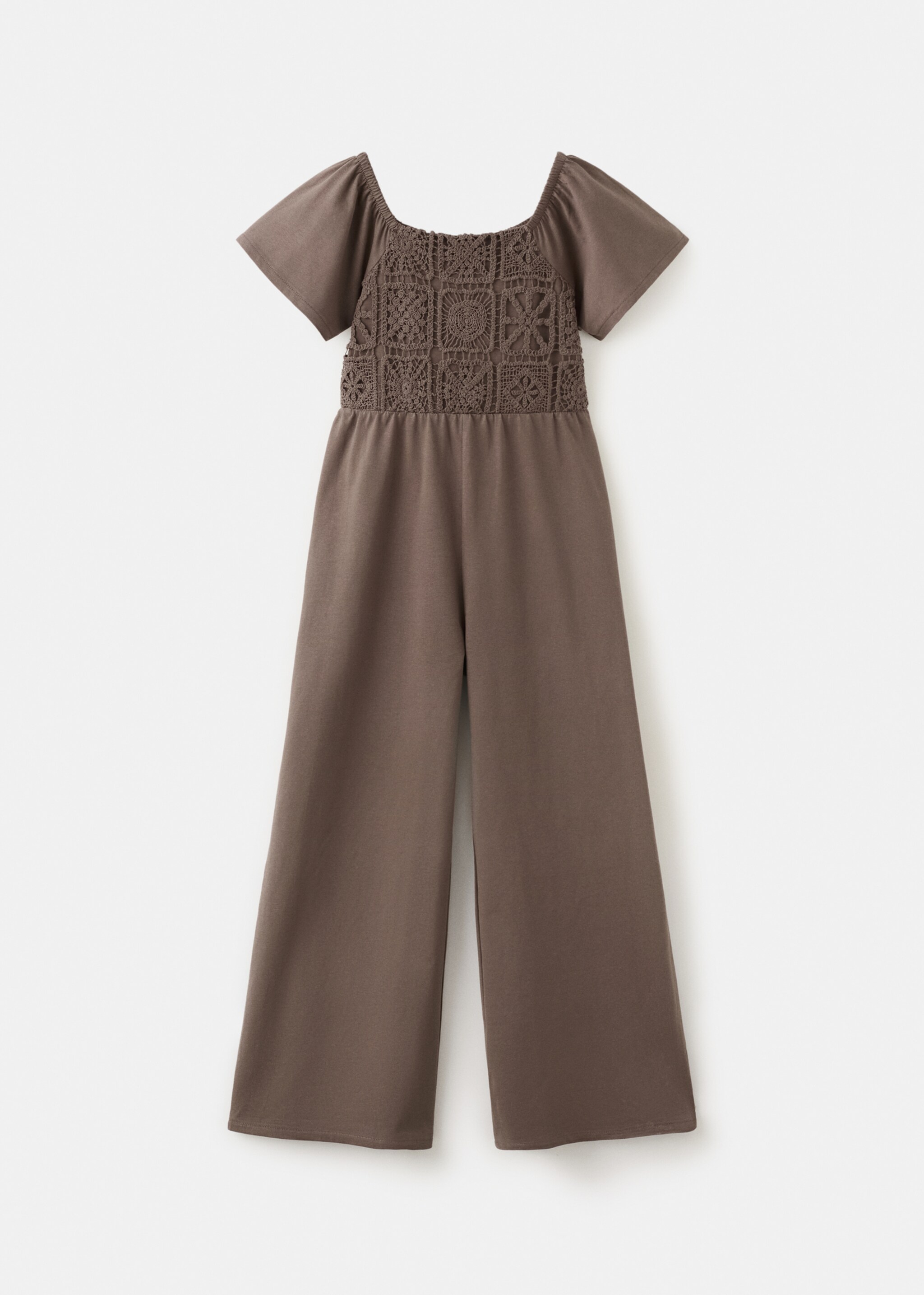 Long jumpsuit with embroidered details - Article without model, Brown. Ref: 27066340-00.