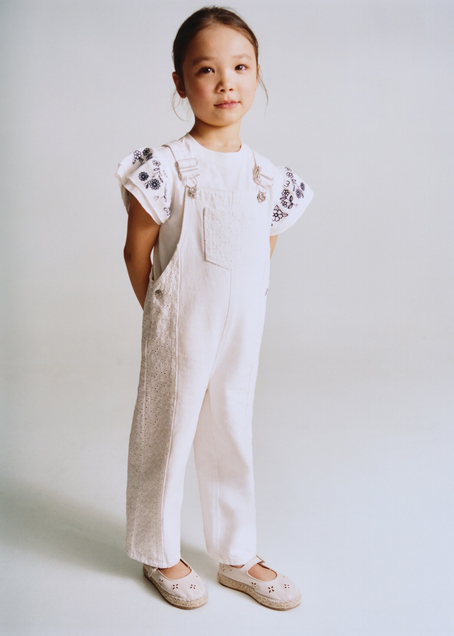 Embroidered denim dungarees - Details of the article 5