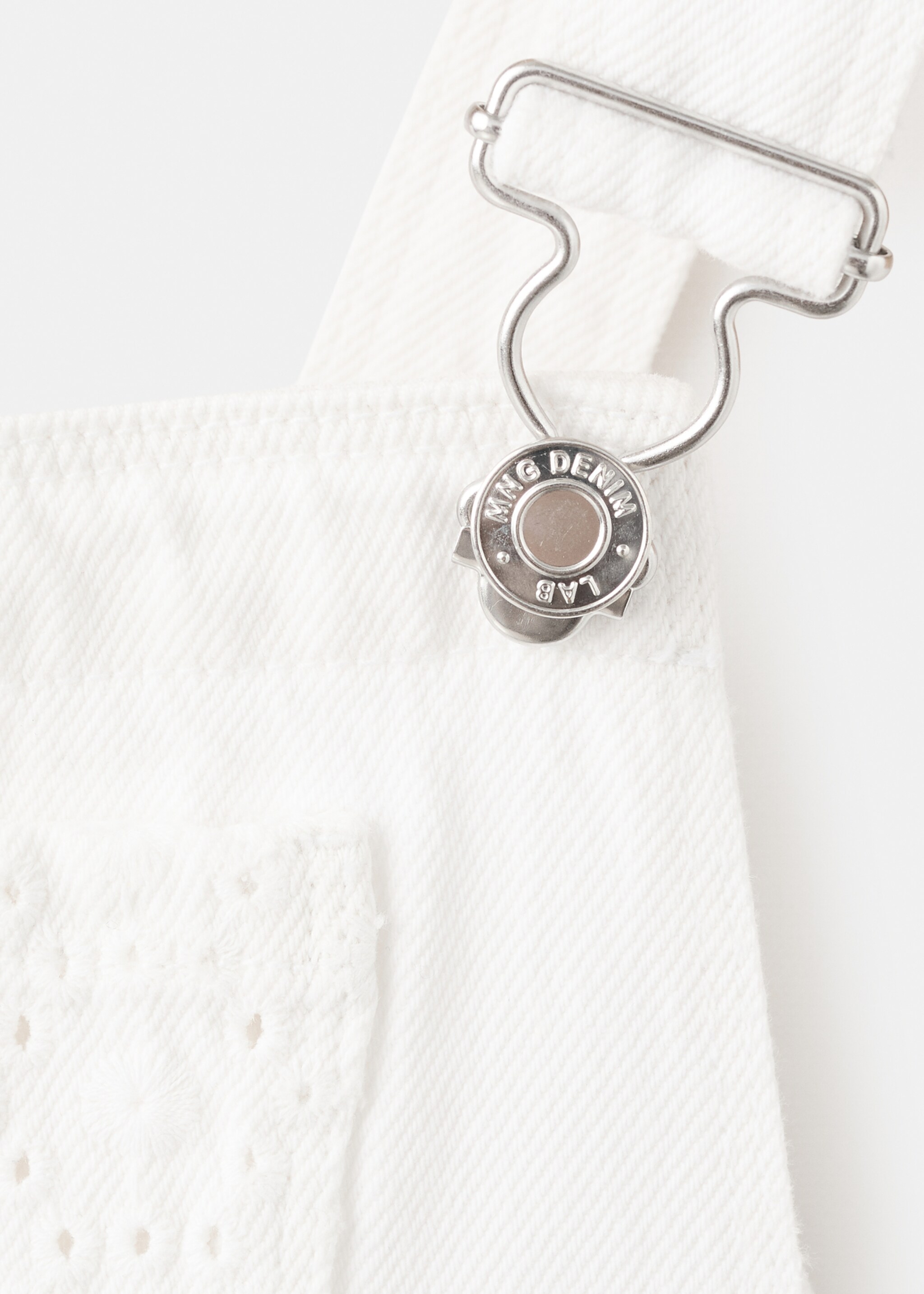 Embroidered denim dungarees - Details of the article 8, Off White. Ref: 27066343-00.