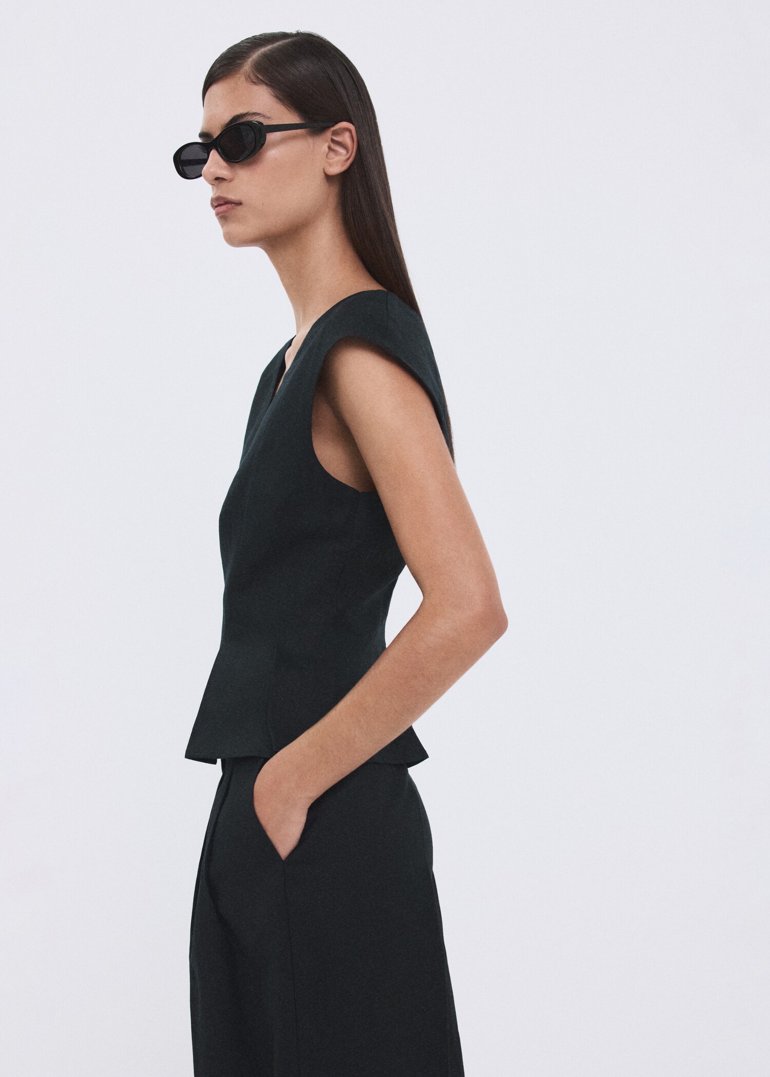 Cotton linen peplum top - Medium plane