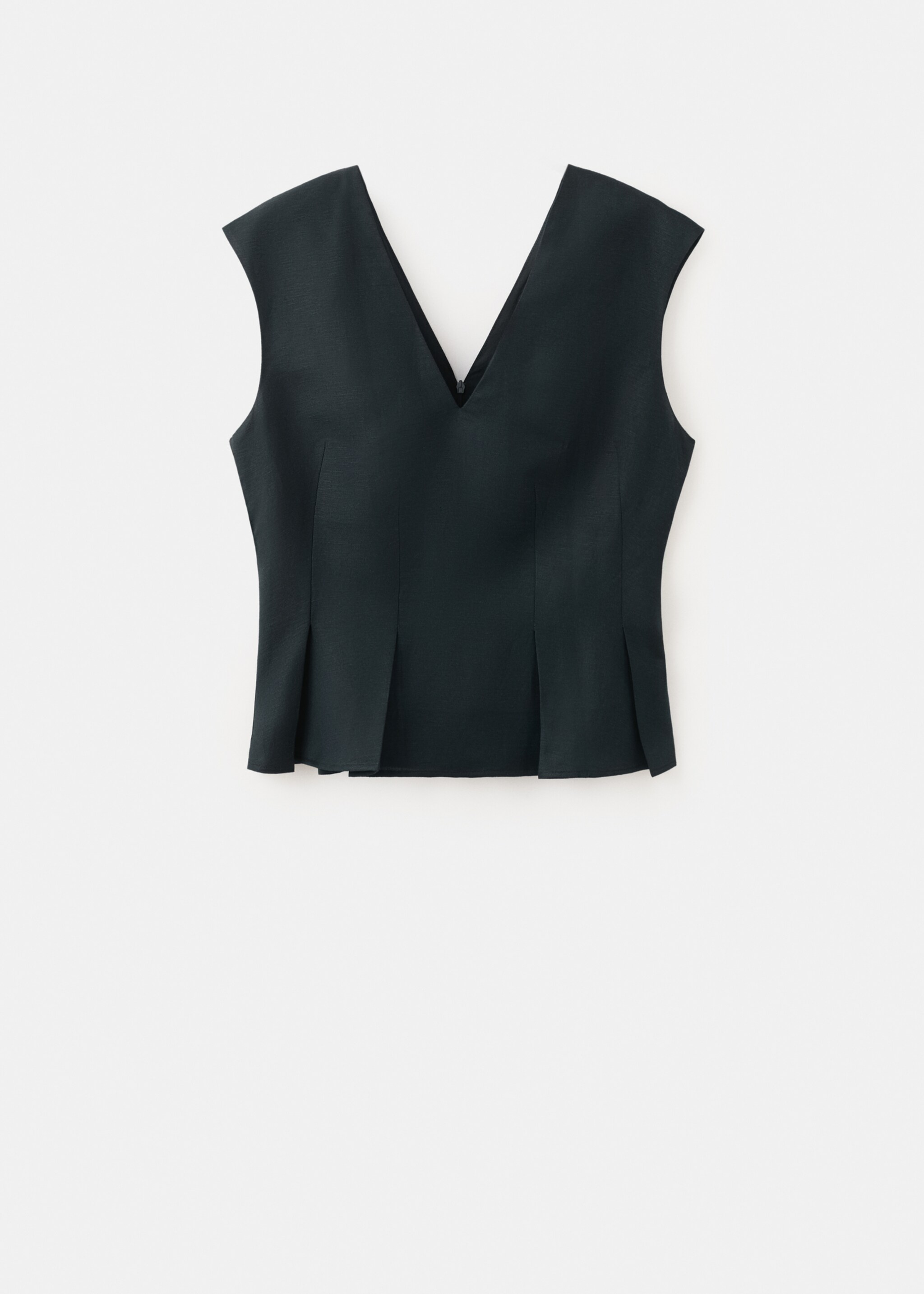 Cotton linen peplum top - Article without model, Navy. Ref: 27066346-00.