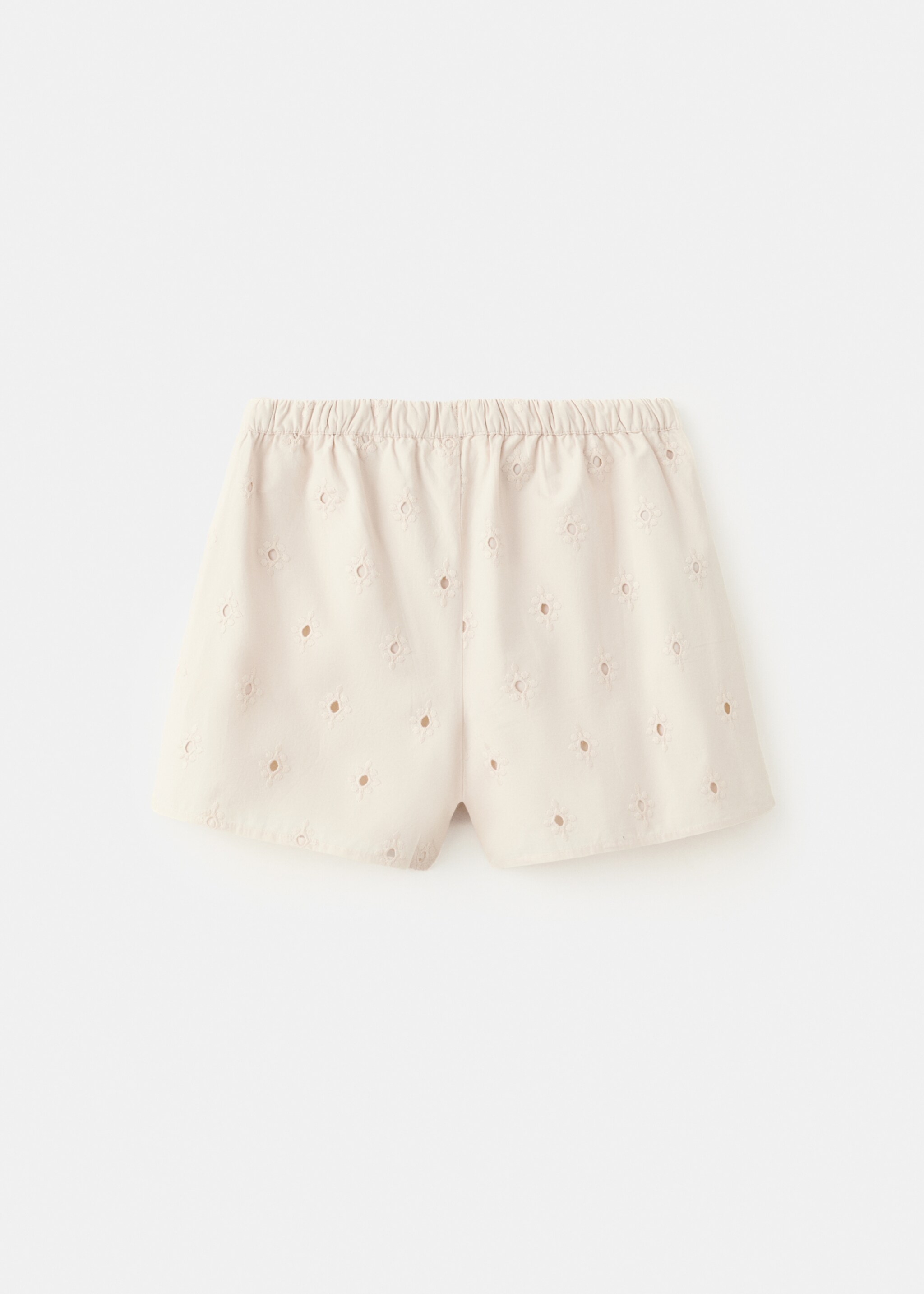 Embroidered straight-fit shorts - Reverse of the article, Ecru. Ref: 27066347-00.