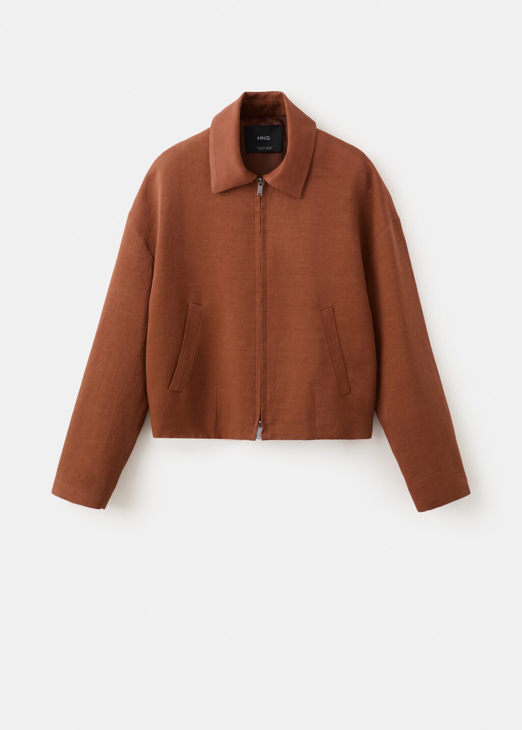 Linen-blend jacket with pockets - image 3