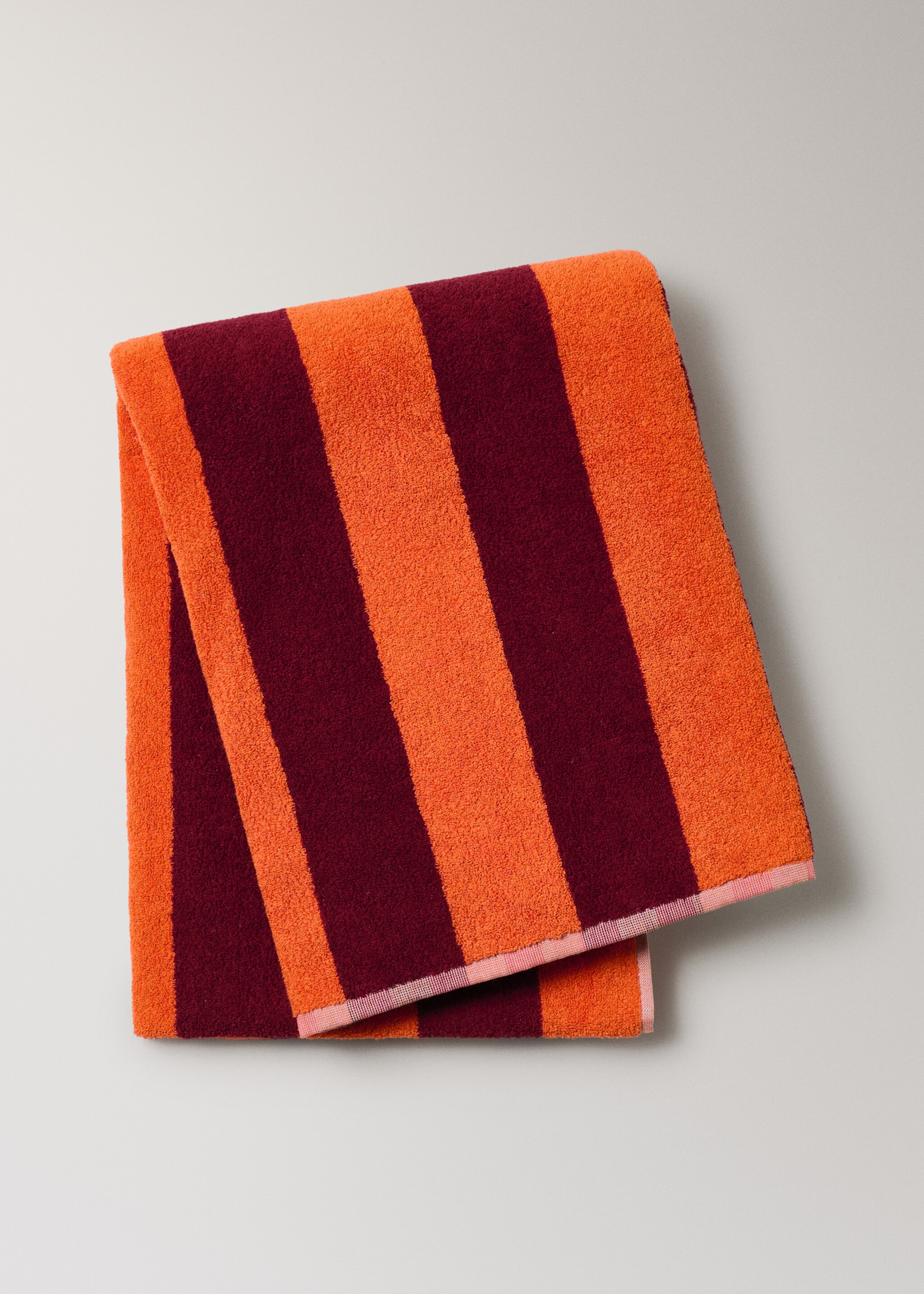 Reversible striped beach towel - Article without model, Orange. Ref: 27066352-00.