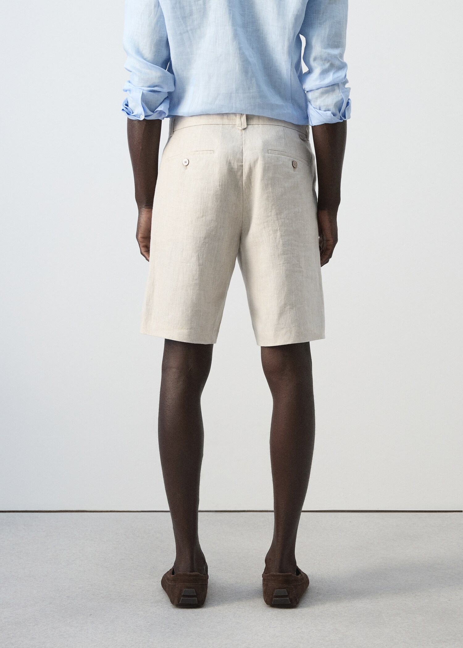 Βερμούδα slim fit 100% λινό - Πίσω όψη προϊόντος