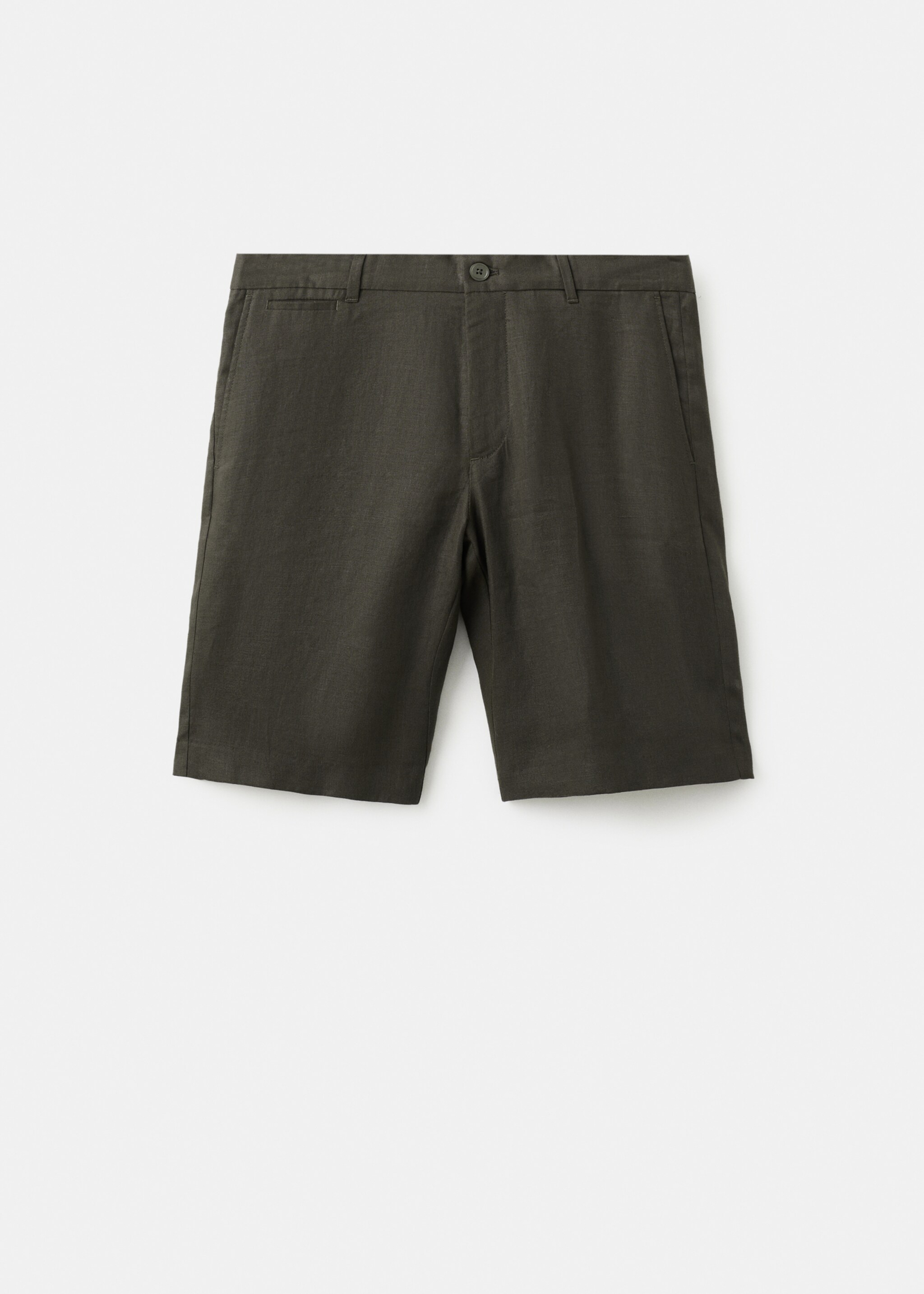 Βερμούδα slim fit 100% λινό - Προϊόν χωρίς μοντέλο, Σοκολατί. Ref: 27066709-00.