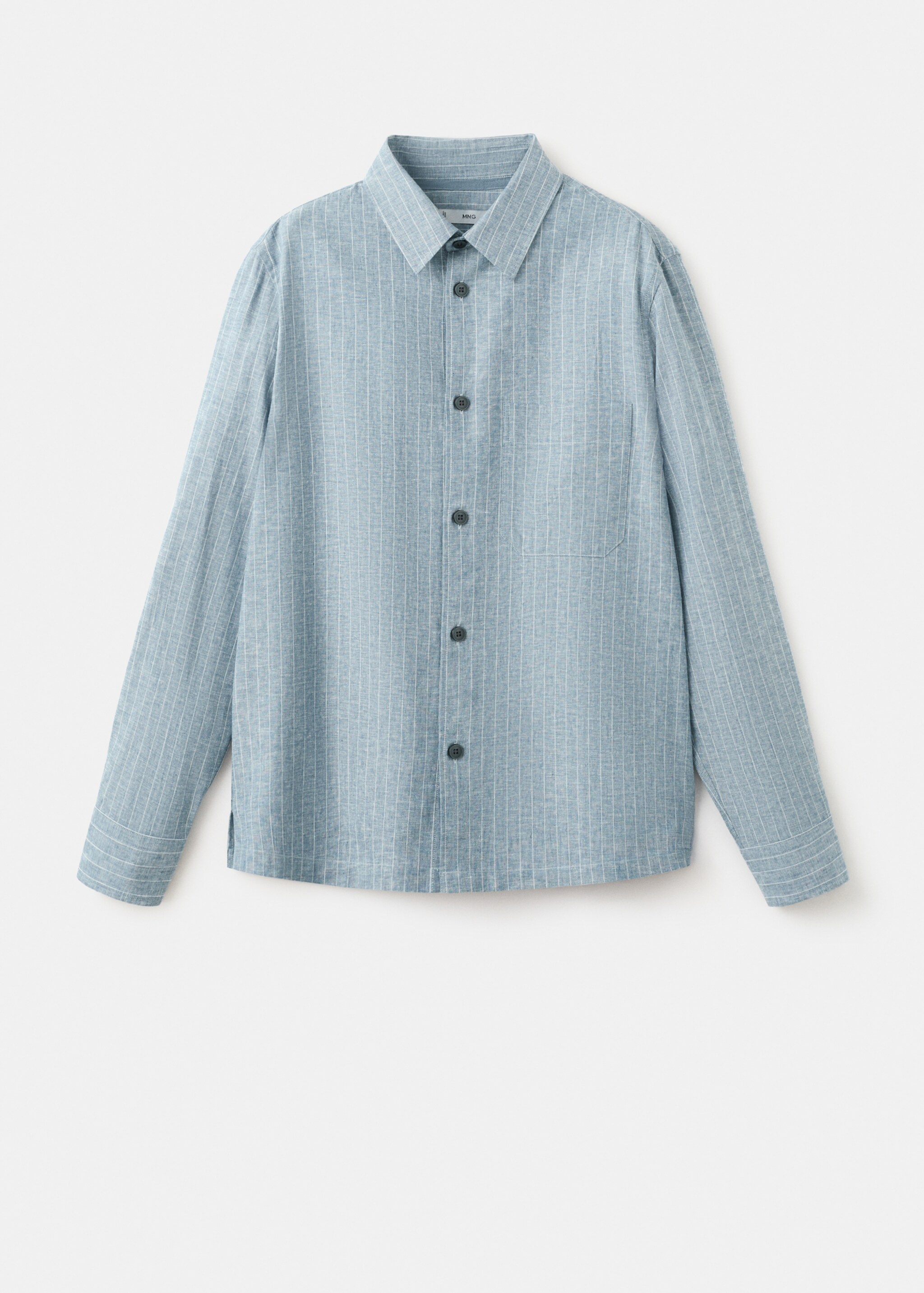 Camisa rayas mezcla lino y algodón - Artículo sin modelo, Azul marino. Ref: 27066710-00.