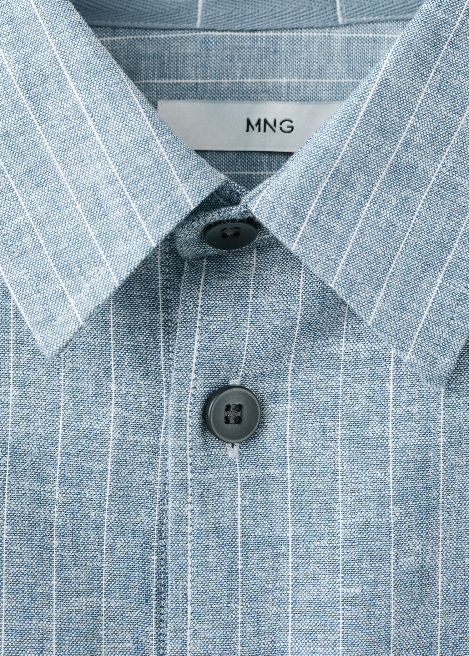 Linen and cotton blend striped shirt - تفاصيل المنتج 8