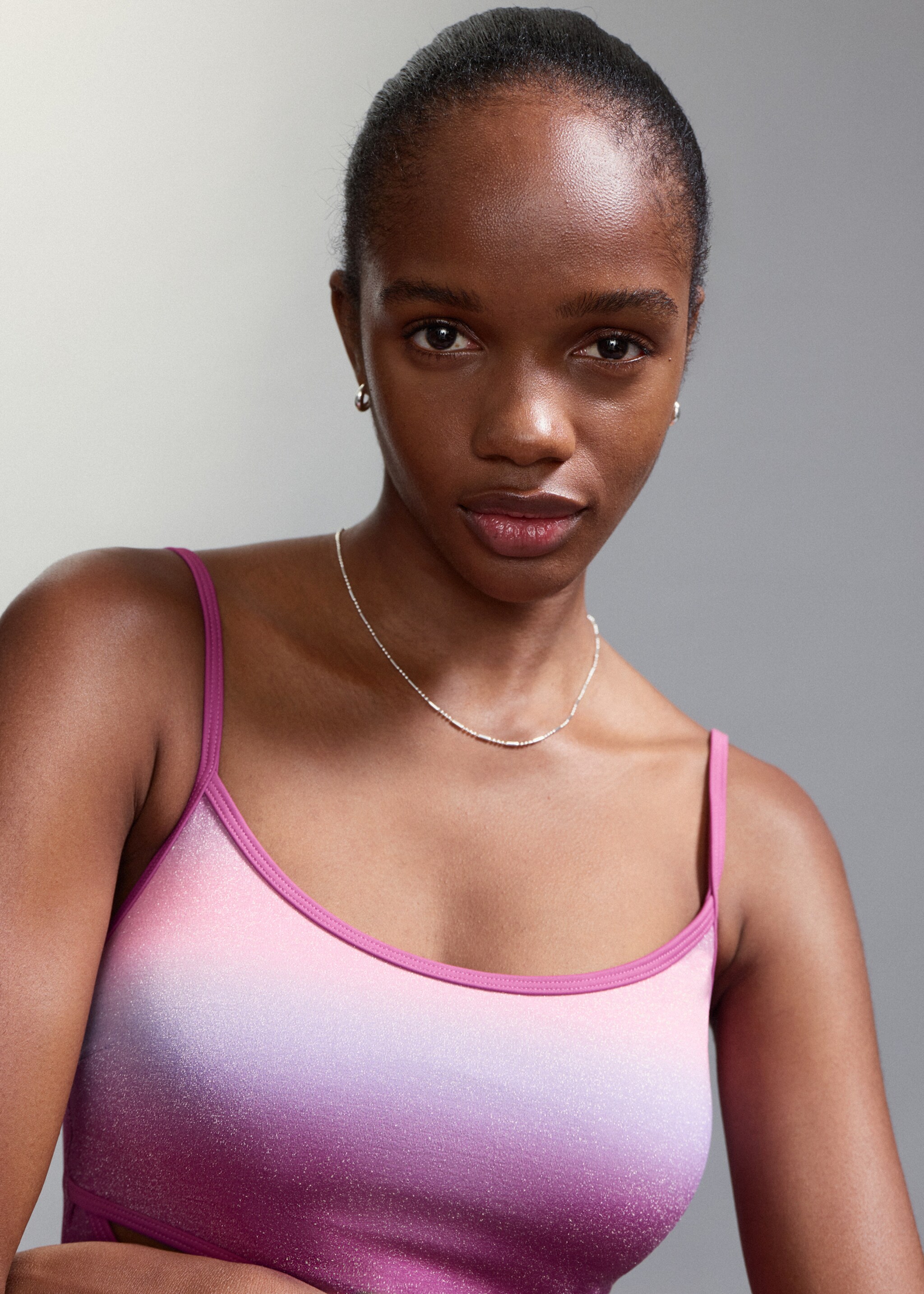 Shimmer swimsuit with mid-rise briefs - Details of the article 1, Purple. Ref: 27066712-00.