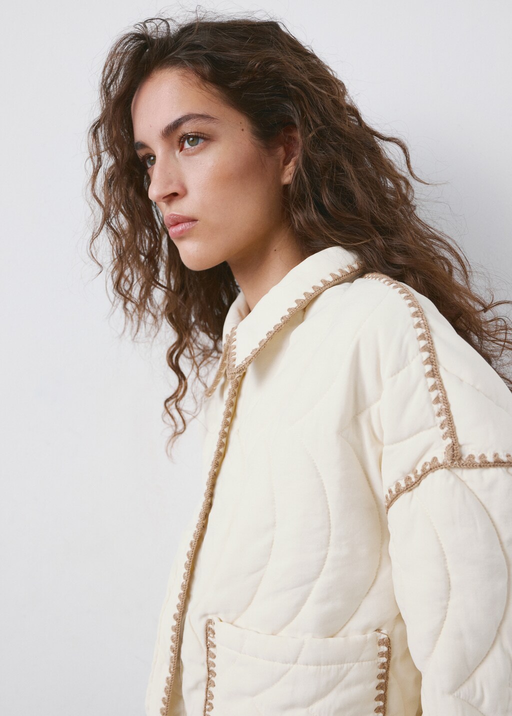 Quilted jacket with contrasting trim - image 5