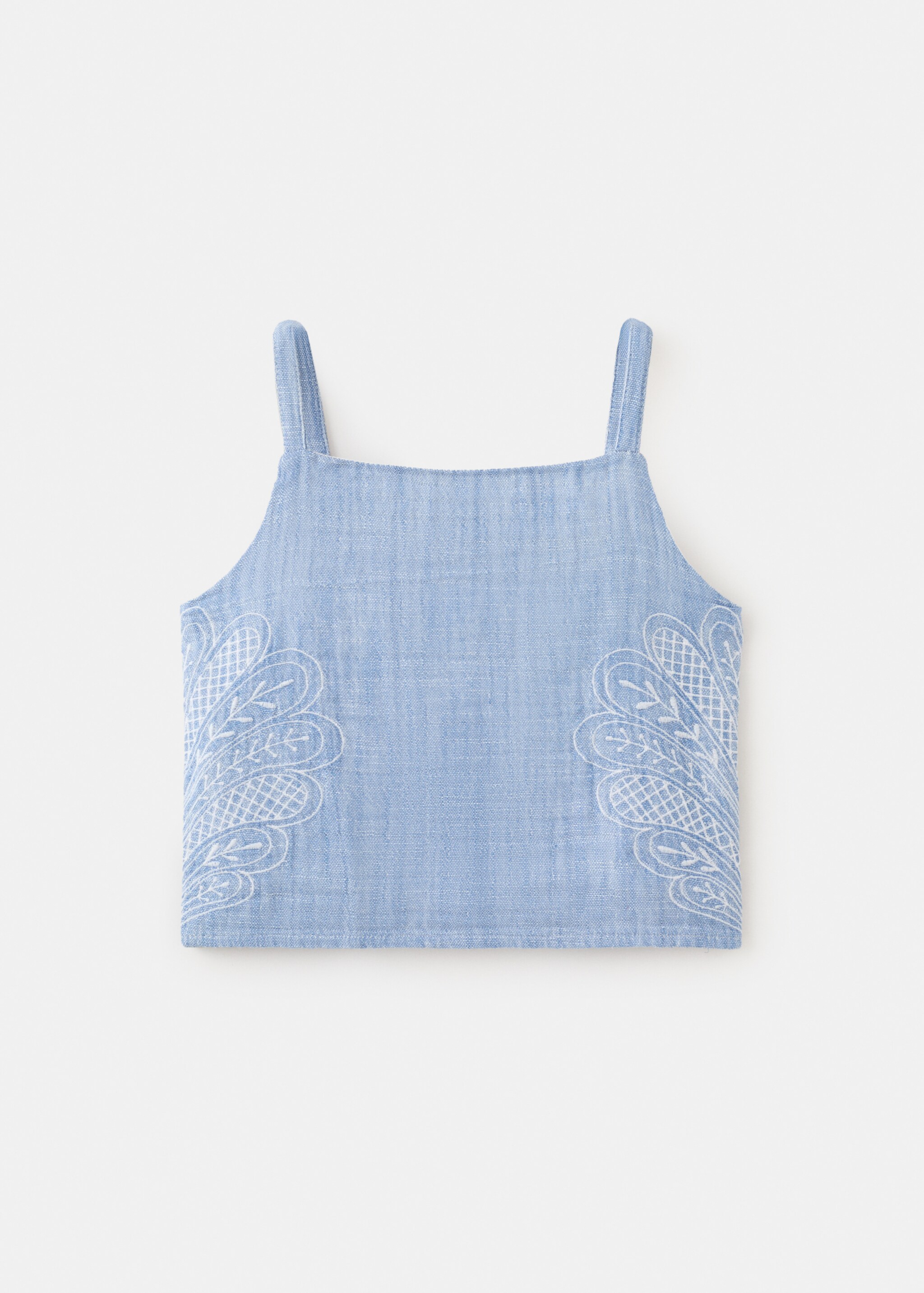 Embroidered cotton blouse - Article without model, Blue. Ref: 27066729-00.