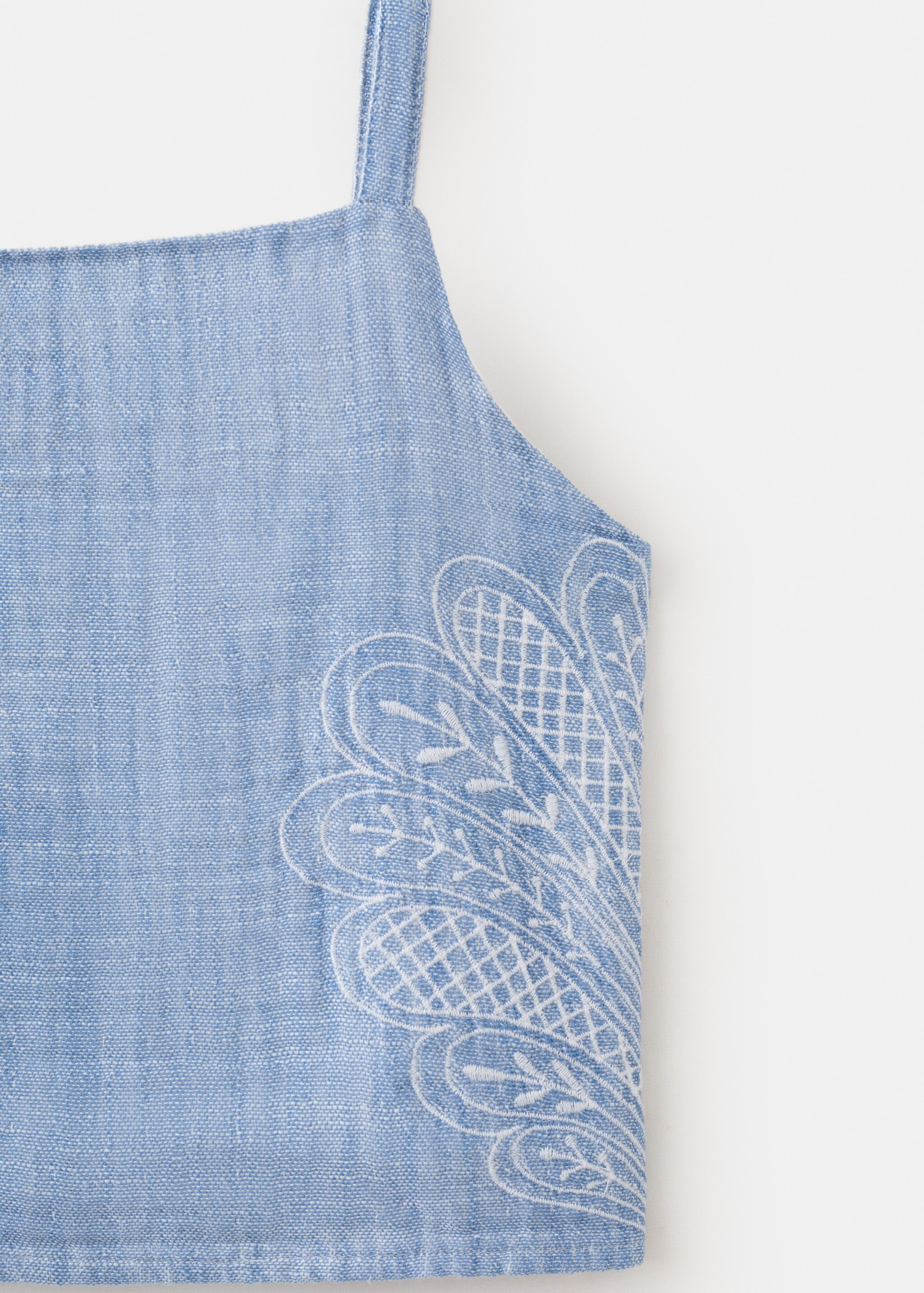 Embroidered cotton blouse - Details of the article 0, Blue. Ref: 27066729-00.