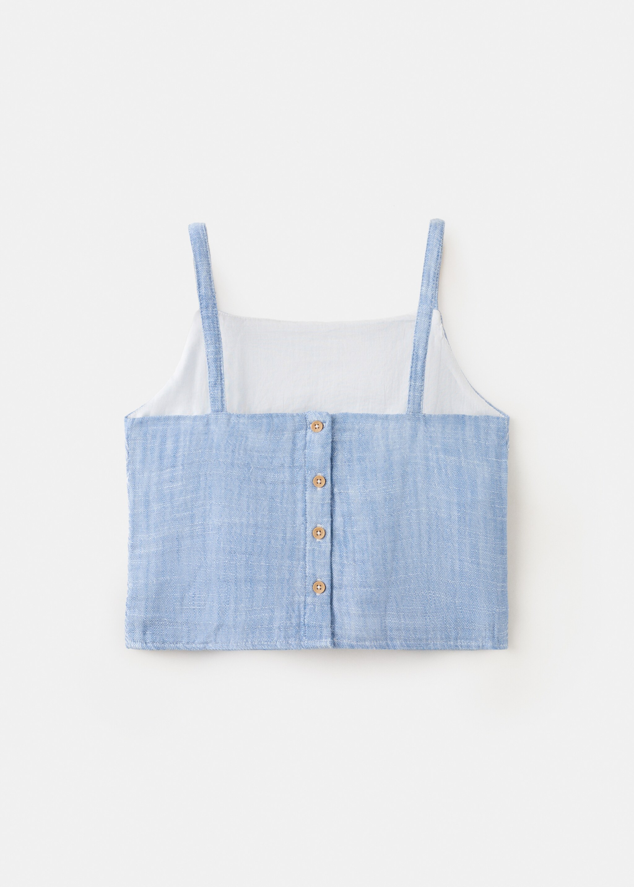 Embroidered cotton blouse - Reverse of the article, Blue. Ref: 27066729-00.