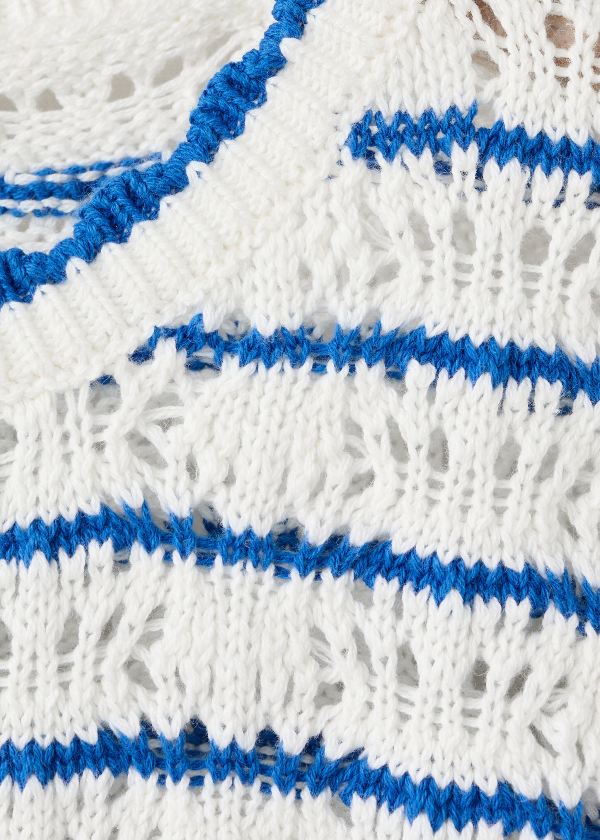 Striped openwork knit sweater - Details of the article 8, Vibrant blue. Ref: 27066733-00.