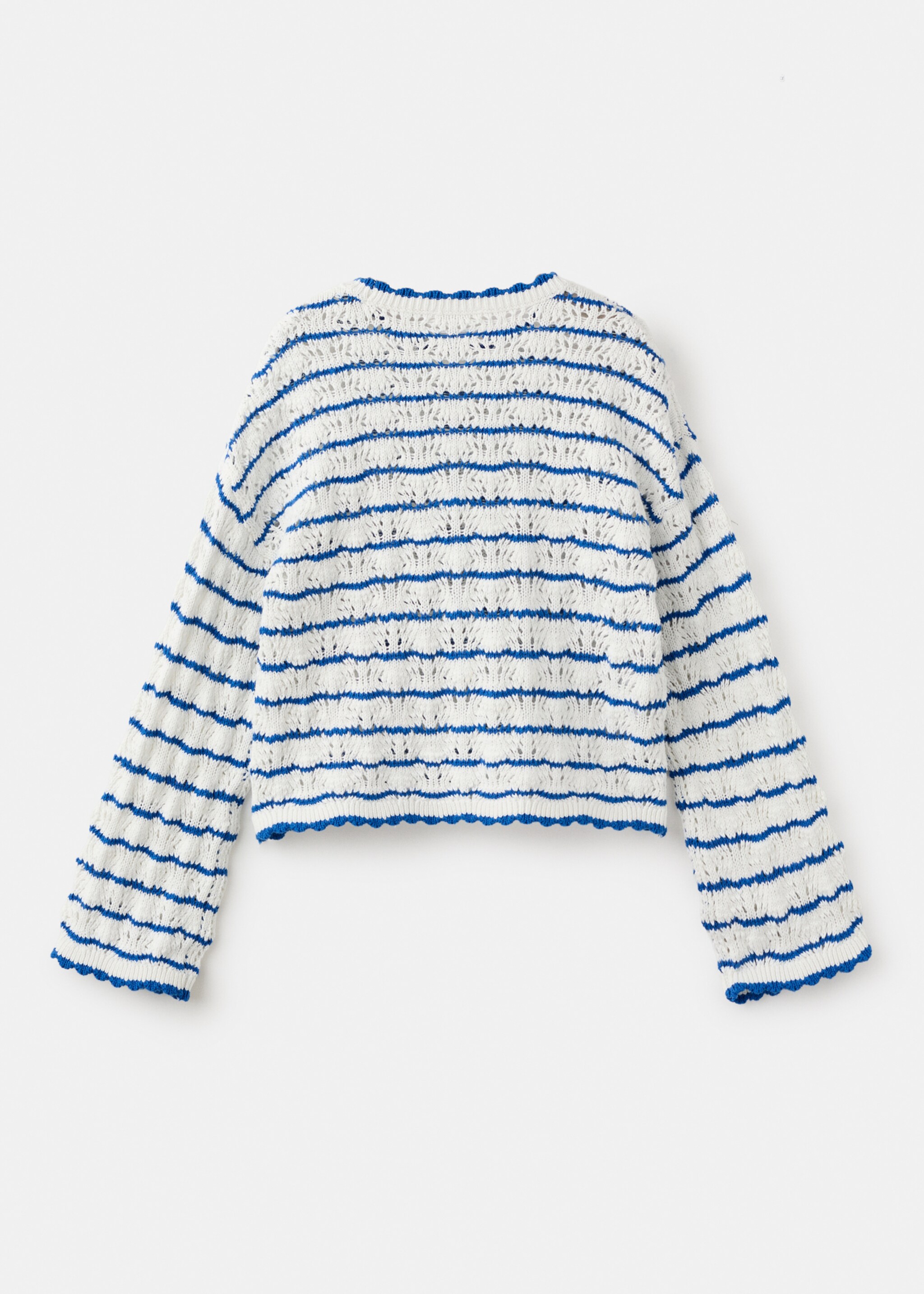 Striped openwork knit sweater - Reverse of the article, Vibrant blue. Ref: 27066733-00.