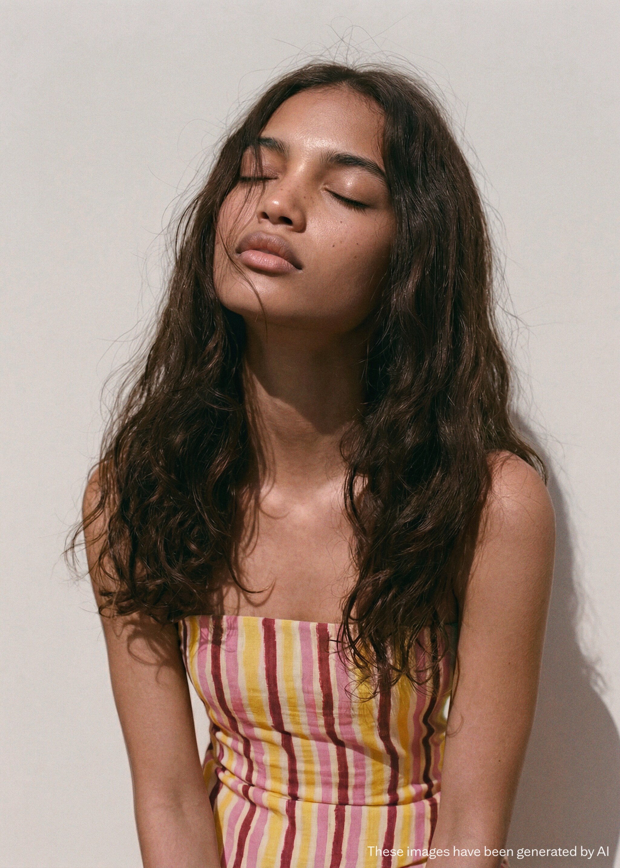 Striped strapless top - Medium plane, Mustard. Ref: 27066735-00.