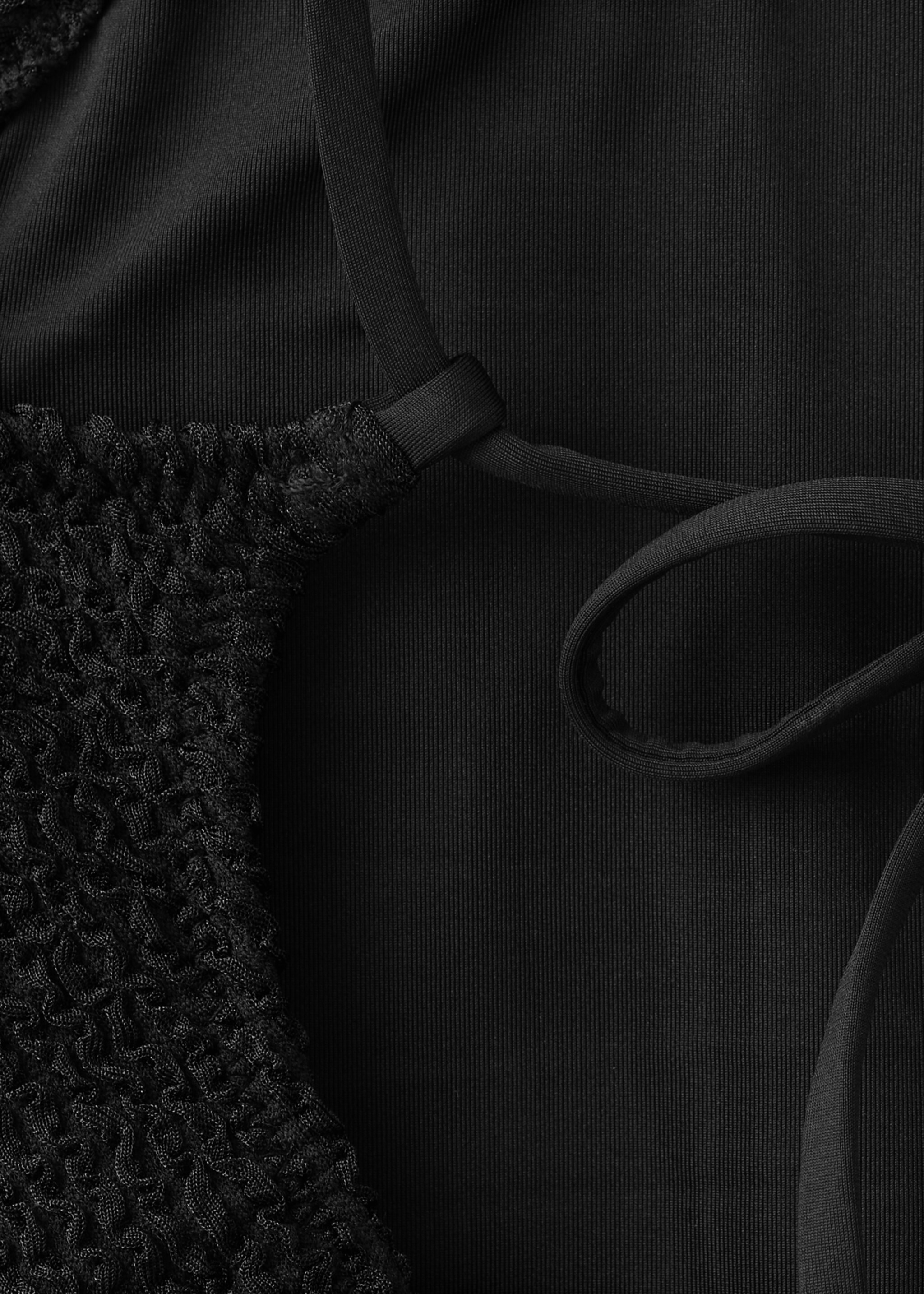 Textured swimsuit with straps - Details of the article 0, Black. Ref: 27066736-00.