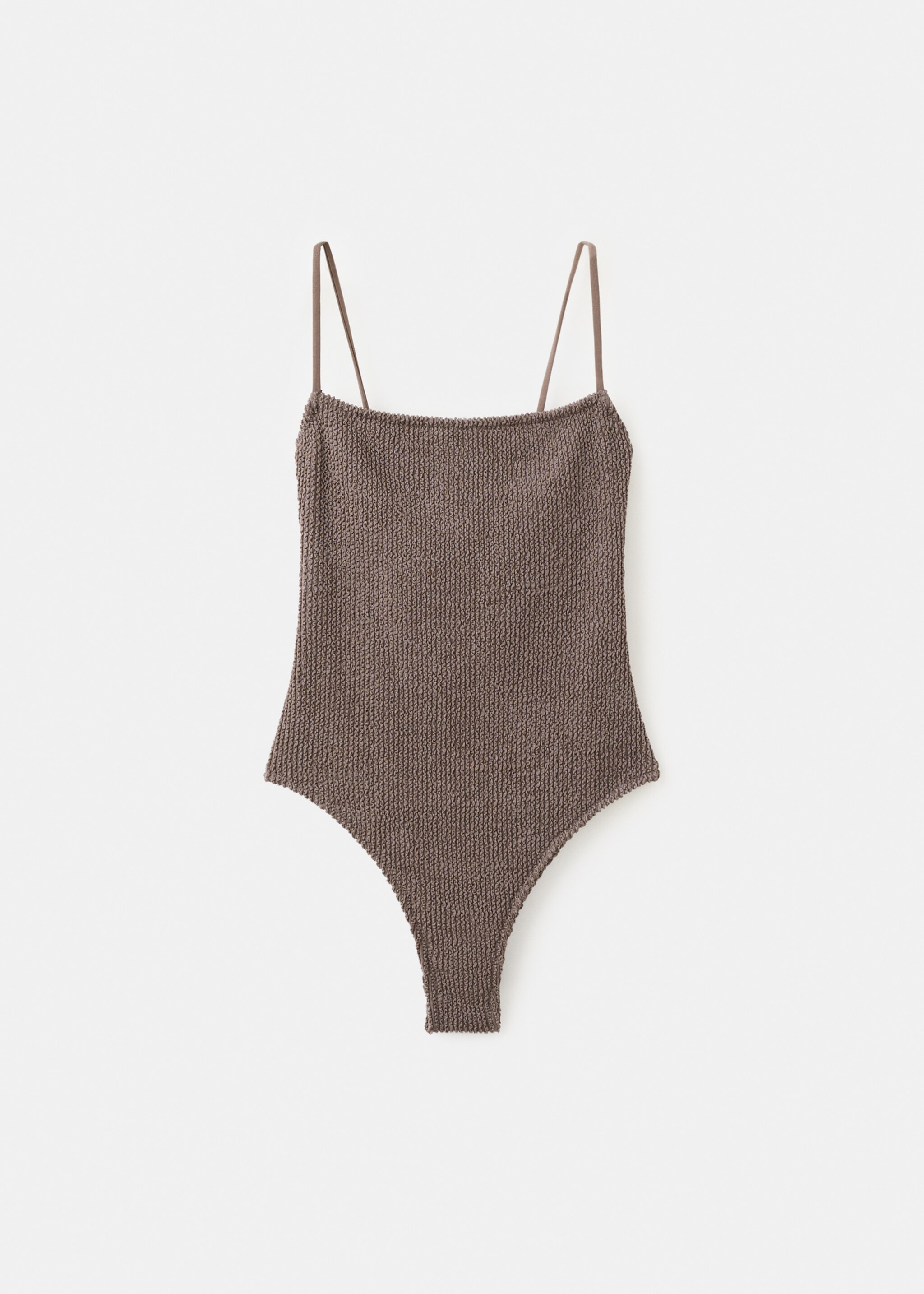 Textured swimsuit with straps - Article without model, Light/Pastel Brown. Ref: 27066736-00.